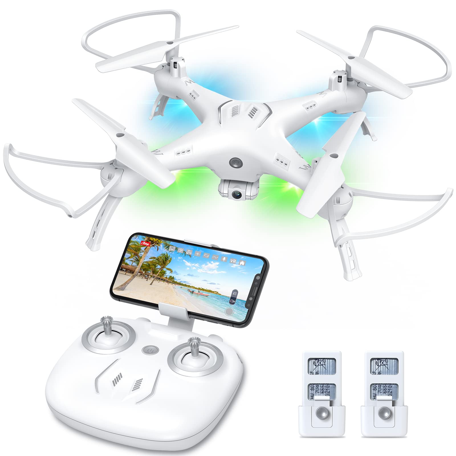 **HD 1080P Camera Drone with 120° Wide-Angle - Remote & APP Control, Voice Command, One-Key Takeoff/Landing, 360° Flips, 2 Batteries for Extended Flight - Perfect for Adults, Kids & Beginners - Great Gift for Boys & Girls - Ideal for Aerial Photography, Outdoor Adventures & Family Fun**