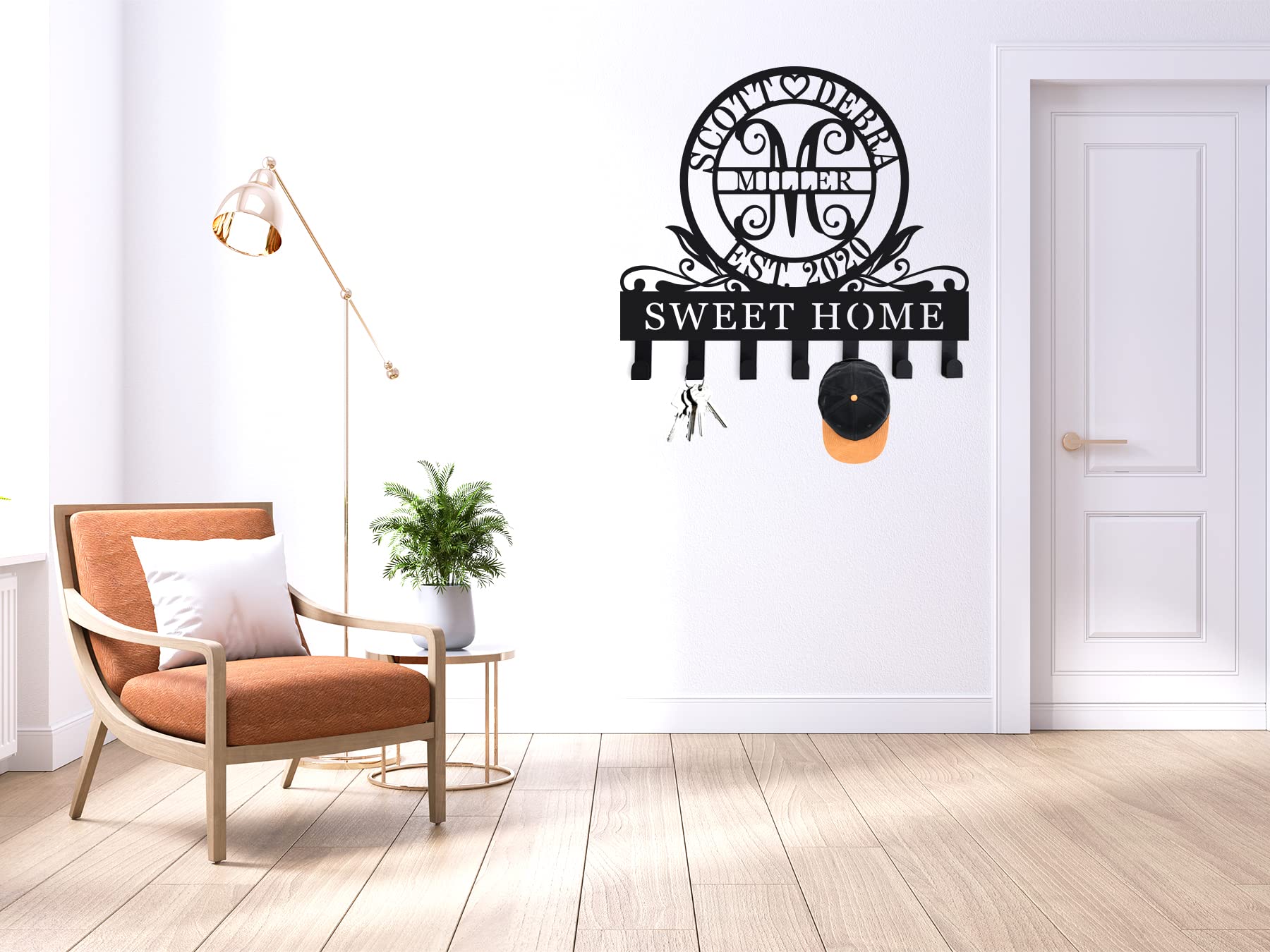 Custom Metal Wall Key Holder with Name - Home & Office Organization