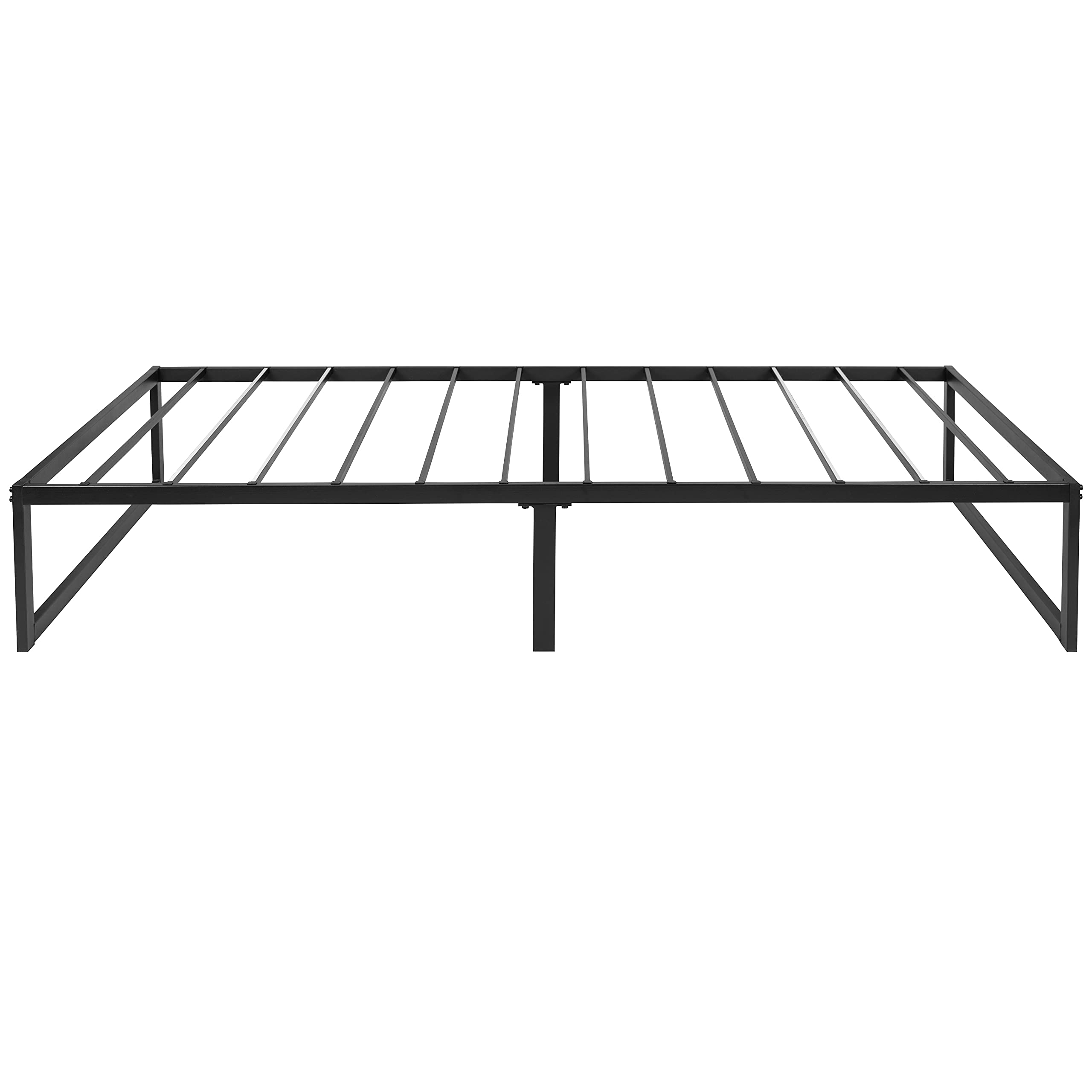 Merrick Lane Varallo 14 Inch Twin Size Black Steel Bed Frame with Steel Slat Support - No Box Spring Needed - Perfect for Kids Rooms, Guest Beds & Small Spaces