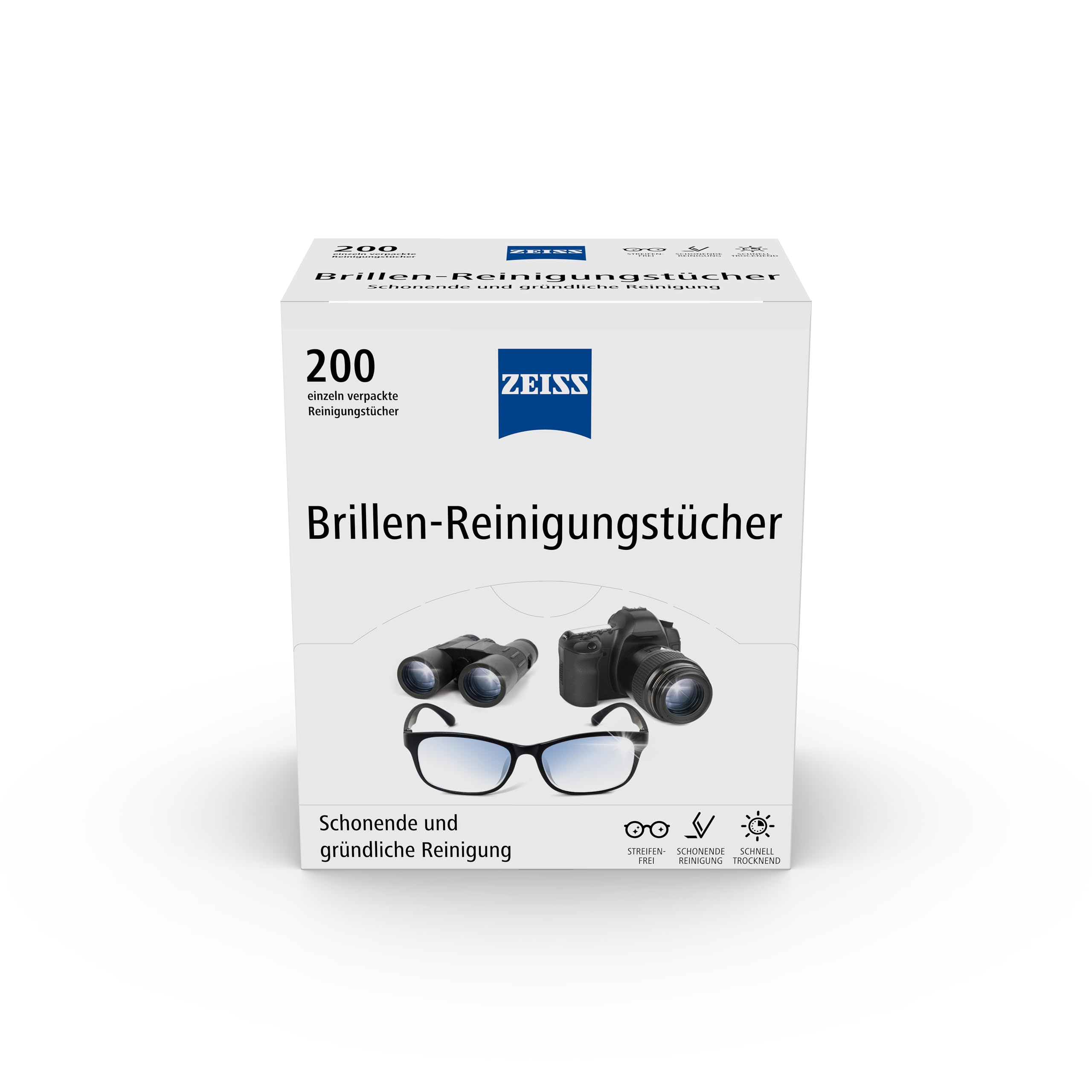ZEISS Glasses Cleaning Wipes (200-Pack) - Gentle Lens Cleaning for Eyewear & Screens