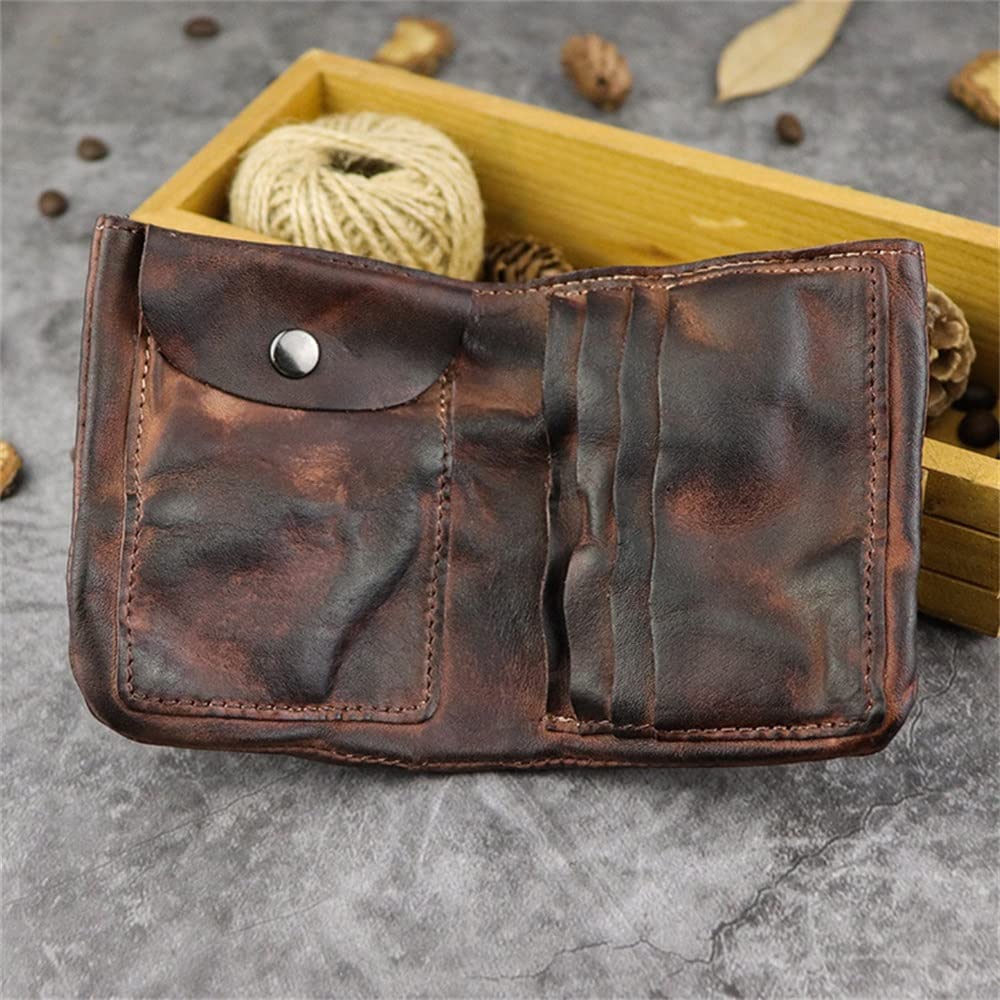 Handmade Vintage Leather Wallet for Men & Women - Multi-Card Holder with Coin Pocket - Soft Genuine Leather RFID Blocking Bifold Wallet (17x10cm) - Perfect for Travel, Business & Everyday Use