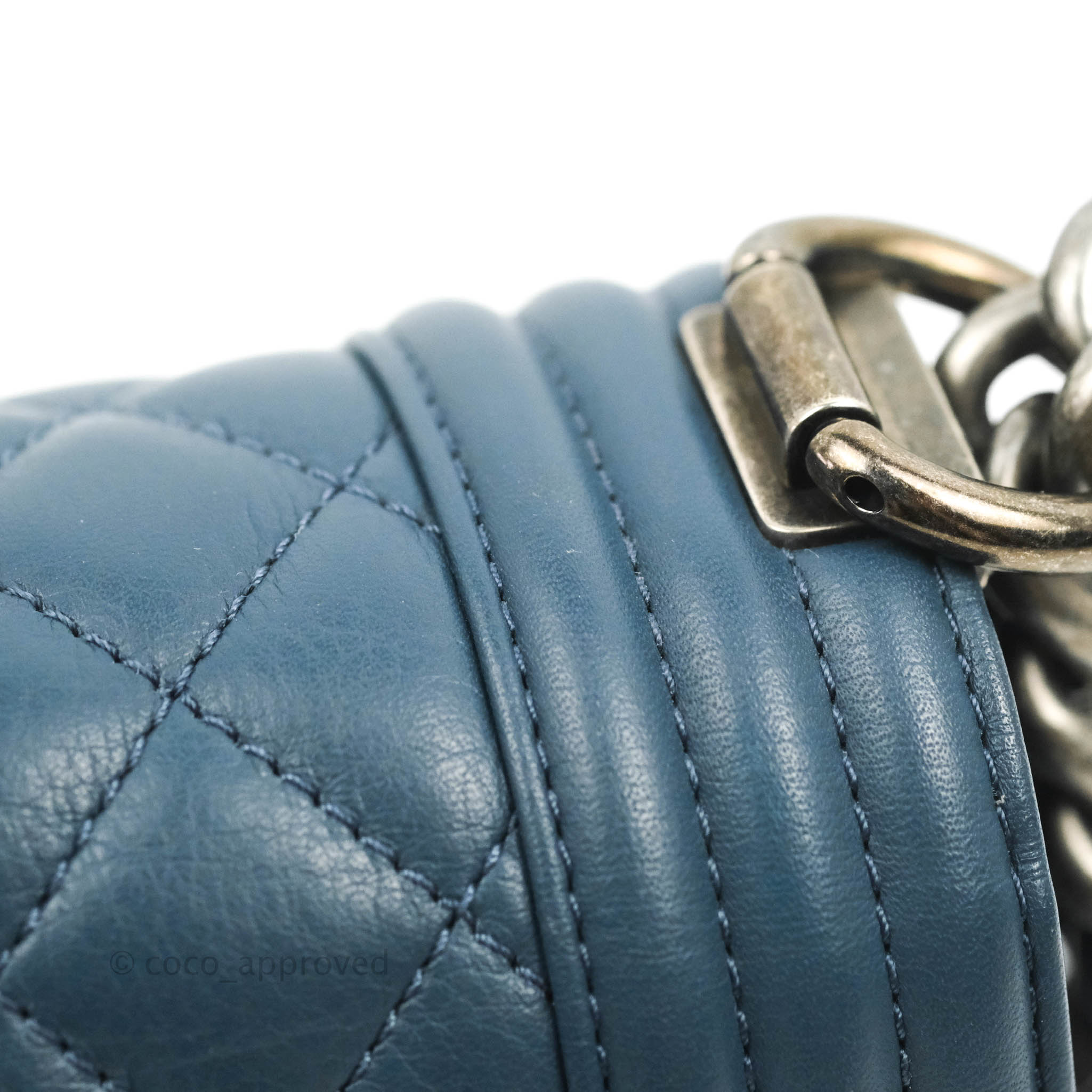 Chanel Boy Small Navy Blue Calfskin Leather Bag with Ruthenium Hardware - Perfect for Evening Events & Luxury Fashion Accessories