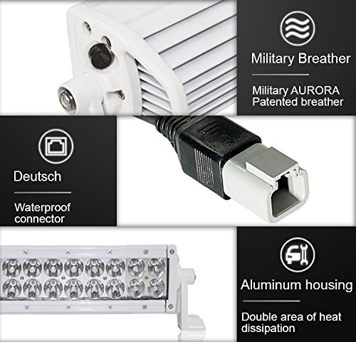 20 Inch Marine White Curved LED Light Bar - 17,120 Lumens High Brightness for Boats, Off-Road Vehicles & Trucks - Waterproof & Durable Aurora Series