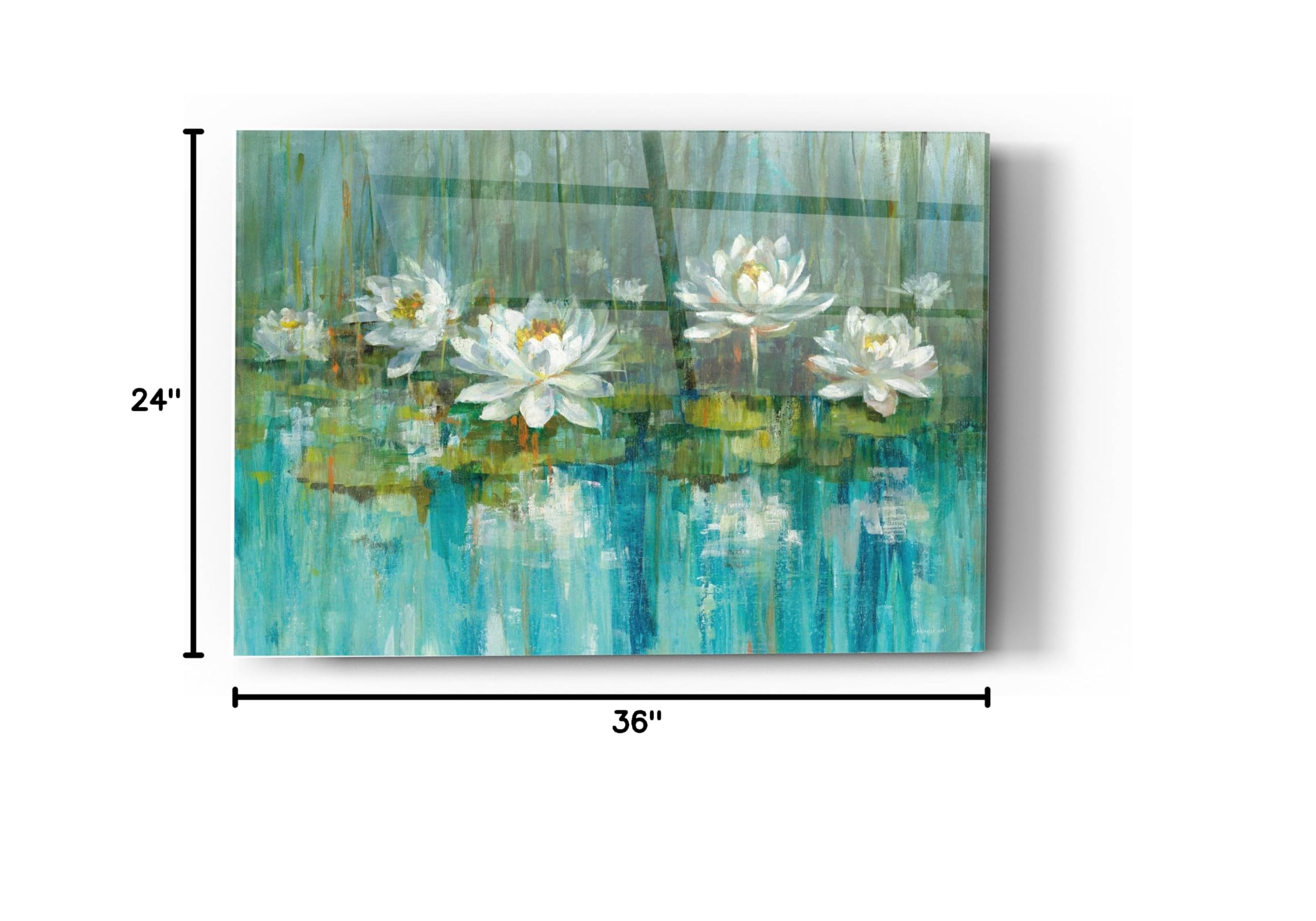 Danhui Nai 'Water Lily Pond' Acrylic Glass Wall Art - 24x36 Inch Modern Home Decor for Living Room, Bedroom & Office