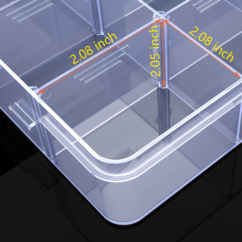 YUGOOD 12 Grids Large Plastic Organizer Box with Removable Dividers - Clear Bead Storage, Snackle Box & Tackle Box Container for Crafts, Fishing Gear & Office Supplies (Perfect for DIY, Travel & Home Organization)