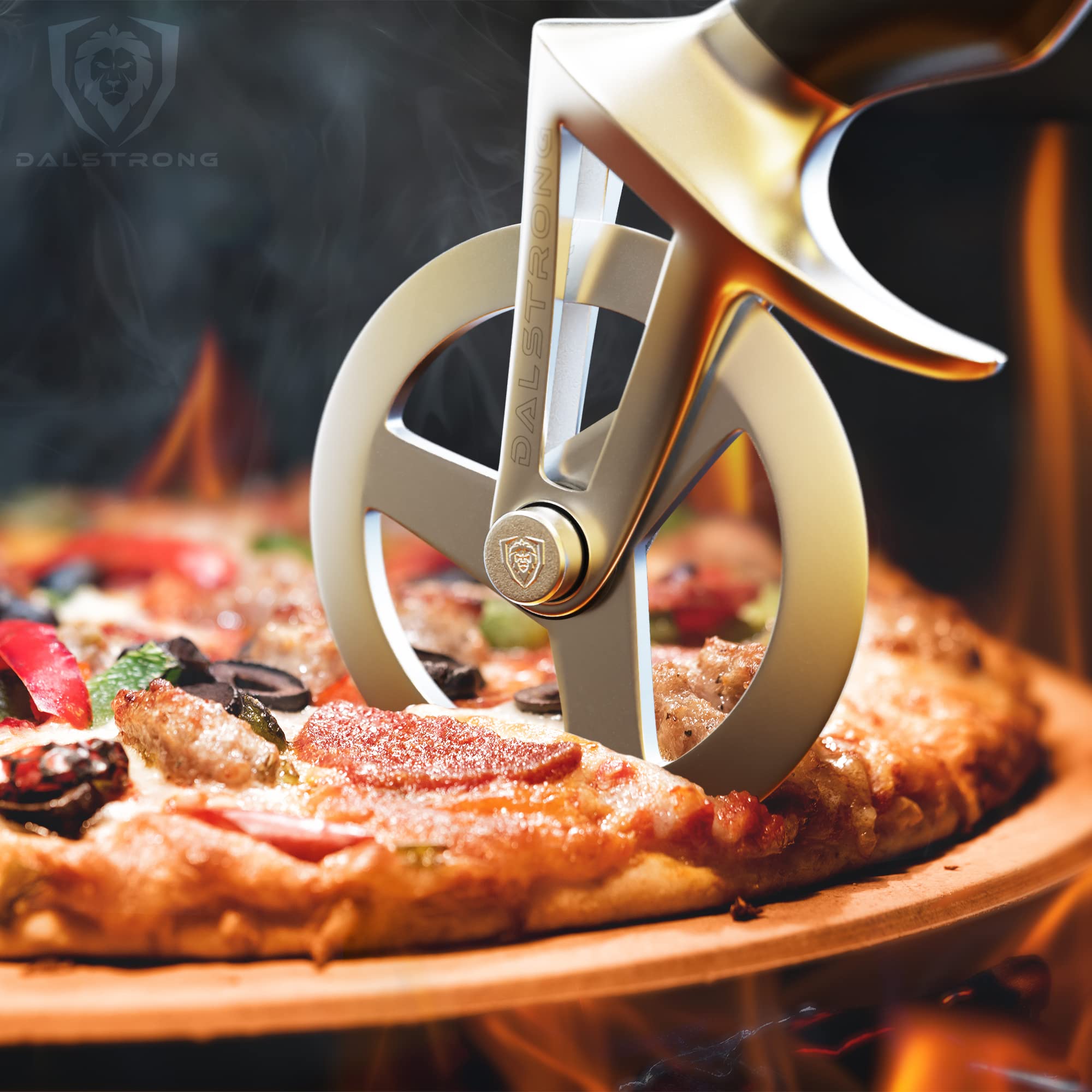 **Dalstrong Professional Pizza Wheel Cutter - Ultra Sharp High-Carbon Stainless Steel Blade with G10 Handle - Thumb Guard & Blade Cover - Perfect for Home Kitchens, Pizzerias & Catering**