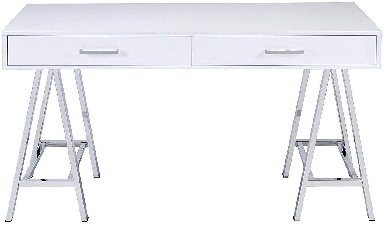 Kepooman White Computer Desk - Home Office Desk with 2 Drawers for Study, Writing, Gaming & Workstation | Compact Business Furniture & Dressing Table for Small Spaces | Perfect for Remote Work, Online Classes & Home Office Setup