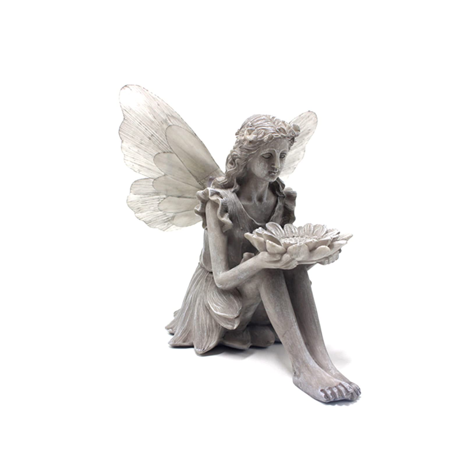 Solar Garden Angel Statue - Outdoor Resin Flower Fairy Sculpture with Solar Light for Lawn & Garden Decor | Night Light for Patio, Yard & Landscape