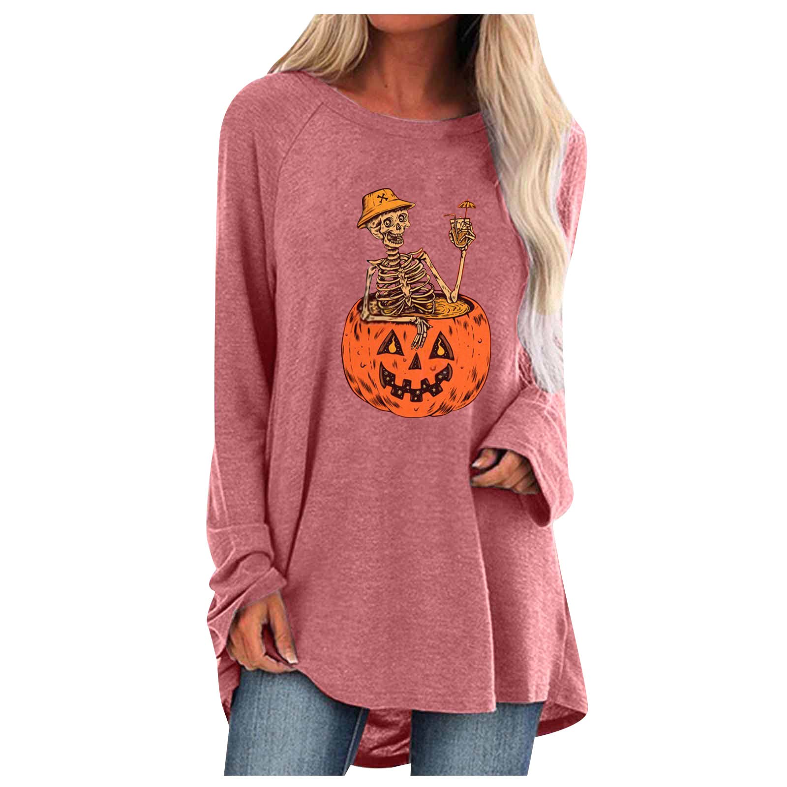 Halloween T-Shirts for Women - Scoop Neck Oversized Nursing Tunic Top | Lightweight Work Blouse | Perfect for Halloween Parties, Nursing Shifts & Casual Wear