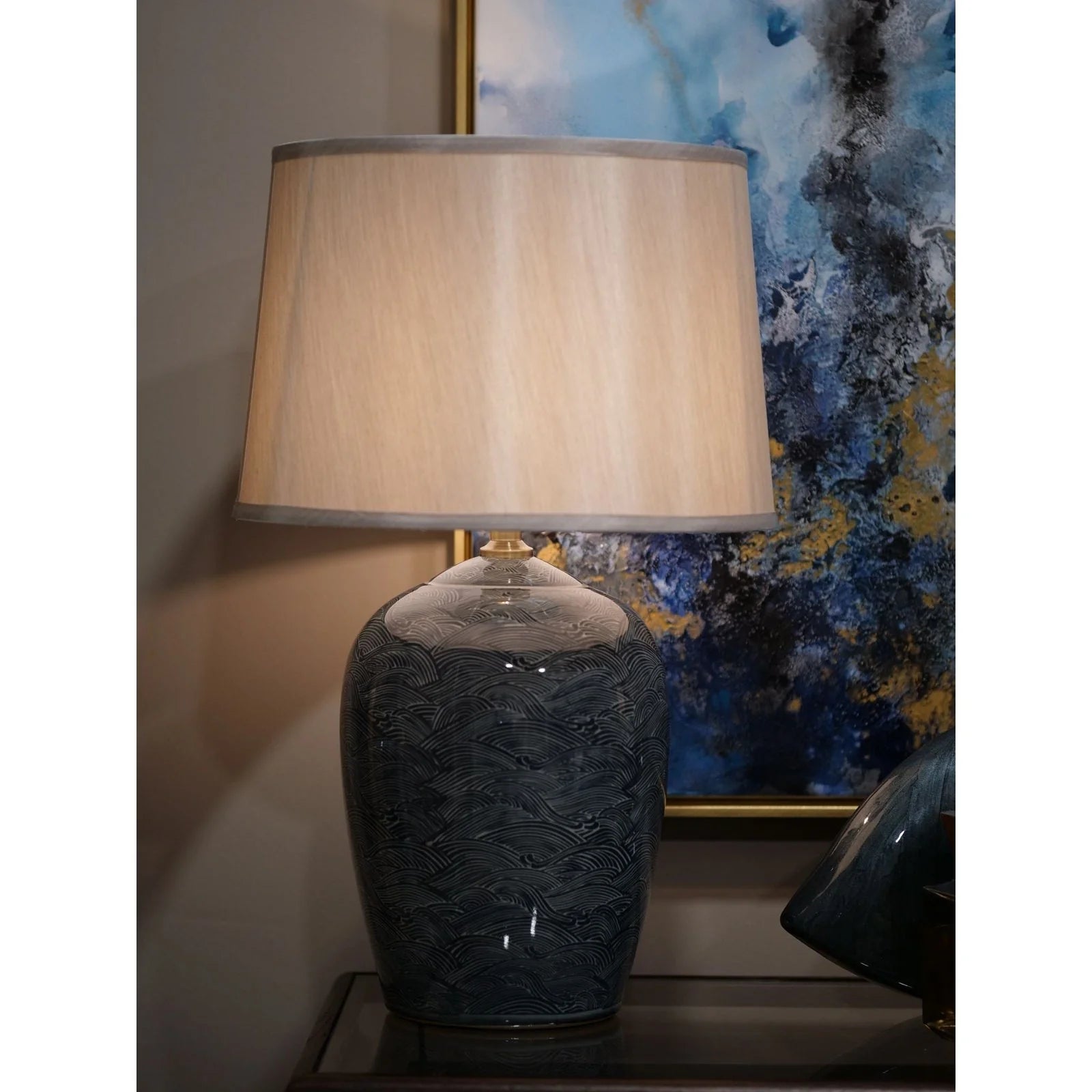 Blue Waves Lamp - Blue & Navy Wave Finish LED Night Light for Bedroom, Nursery, or Relaxation - Perfect for Creating a Calming Atmosphere