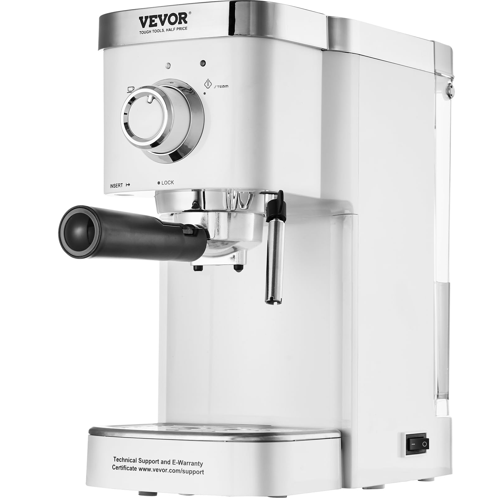 VEVOR 15Bar Semi-Automatic Espresso Coffee Machine with Milk Frother - Professional Cappuccino & Latte Maker with High-Power Boiler, Removable Water Tank & NTC Control System - Perfect for Home Baristas & Coffee Shops