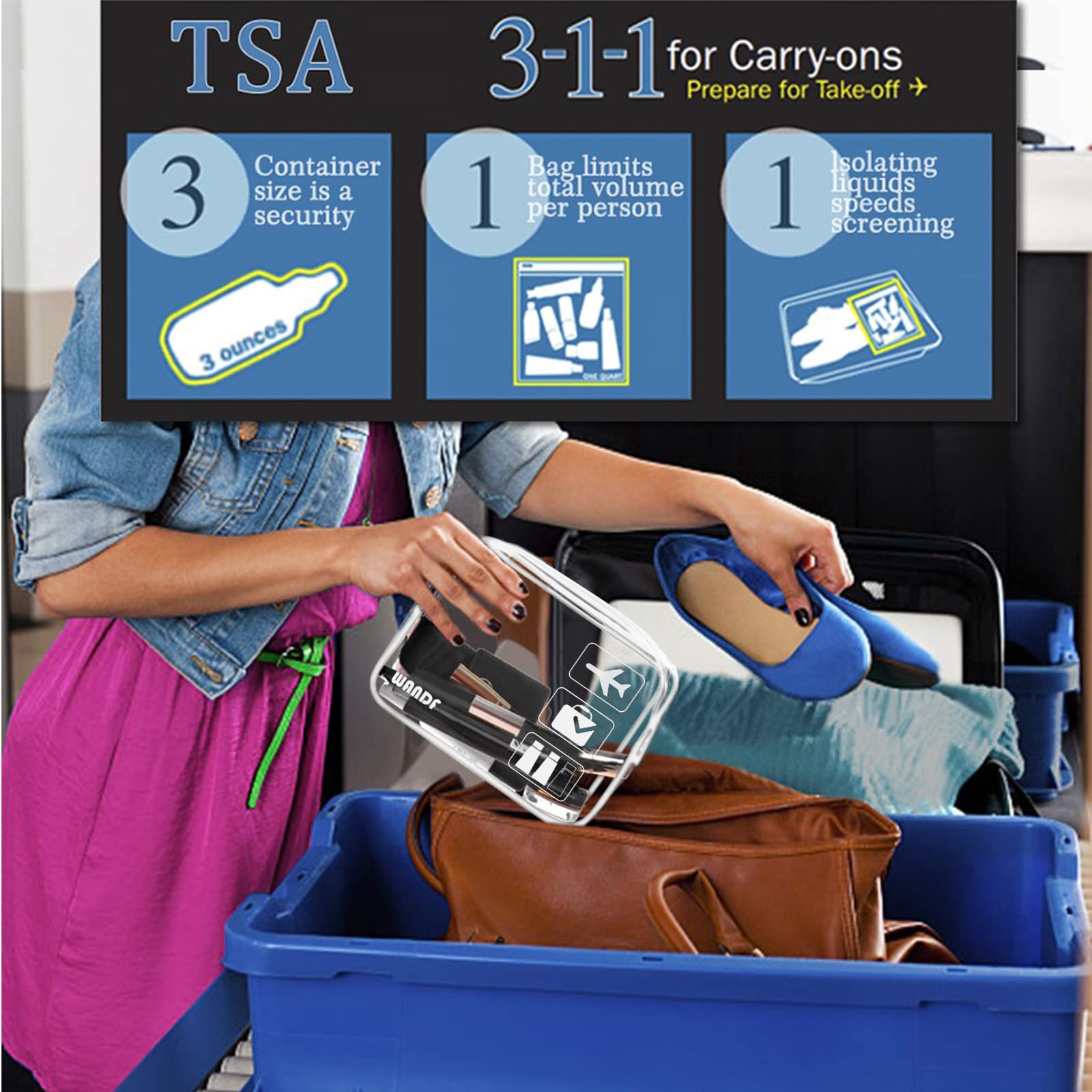 TSA Approved Clear Travel Toiletry Bag with Zippers - Quart Size Carry-on Cosmetic Pouch for Men & Women (2 Pack, White) - Perfect for Air Travel, Cruise Essentials & Gym Organization