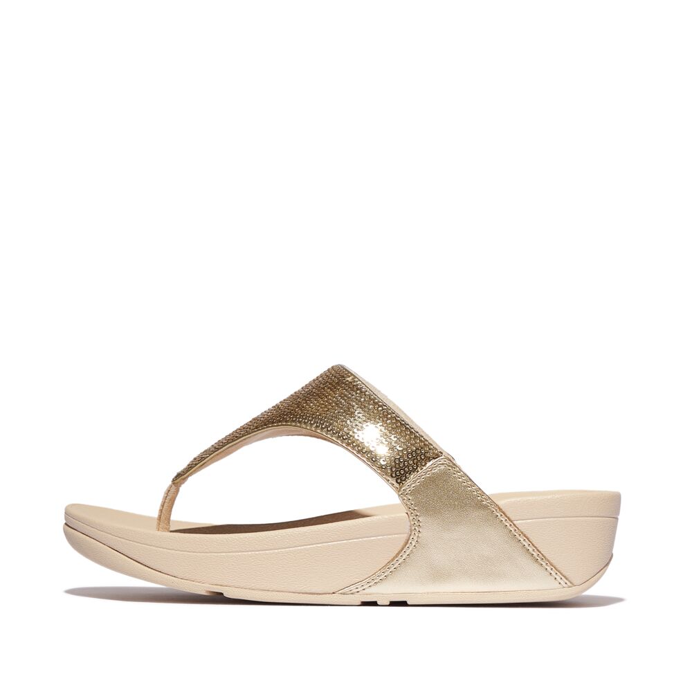 FitFlop Lulu Sequin Sandals for Women - Sparkly Glitter Flip Flops with Arch Support | Comfortable Summer Beach Shoes for Pool, Vacation & Casual Wear