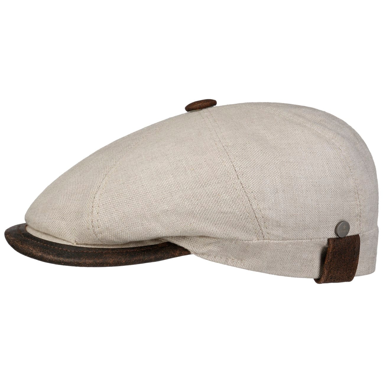 Lierys Stylish City Leather Piping Linen Cap - Fashionable Unisex Summer Hat for Men & Women - Perfect for Outdoor Activities, Beach Vacations, and Urban Streetwear Looks
