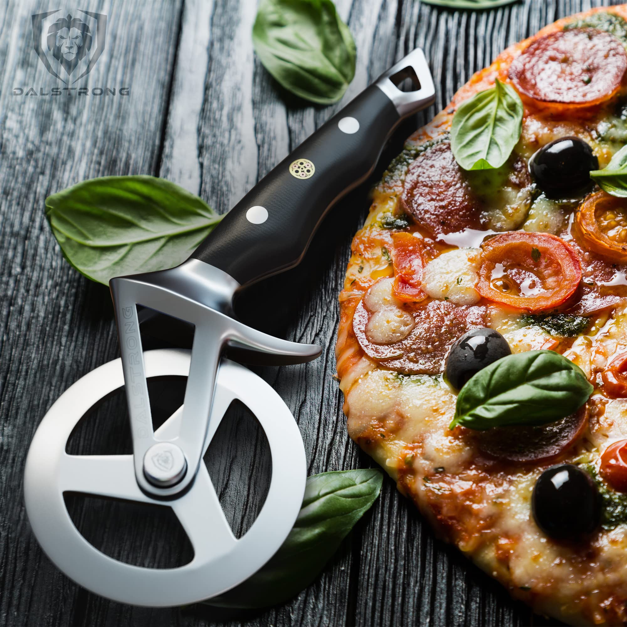 **Dalstrong Professional Pizza Wheel Cutter - Ultra Sharp High-Carbon Stainless Steel Blade with G10 Handle - Thumb Guard & Blade Cover - Perfect for Home Kitchens, Pizzerias & Catering**