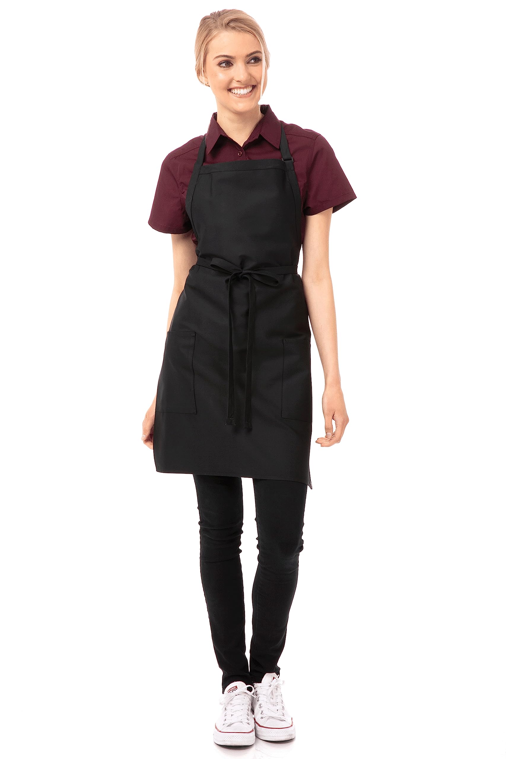 Chef Works Unisex Two Patch Pocket Bib Apron - Durable & Stylish Kitchen Apron for Cooking, Baking & Grilling - Perfect for Chefs, Home Cooks & BBQ Enthusiasts