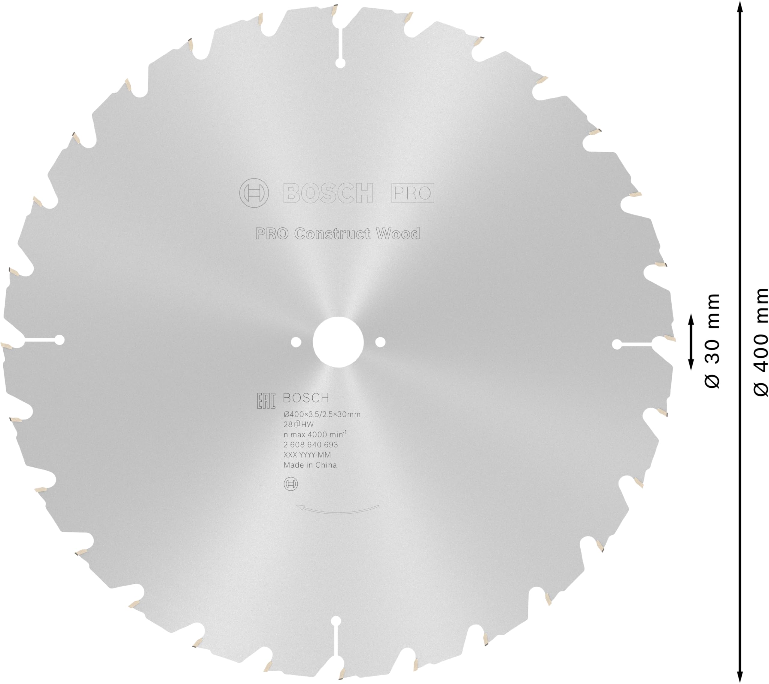 Construct 400x30mm 28-Tooth Table Saw Blade for Wood – Premium Woodworking Tool for DIY Projects & Carpentry