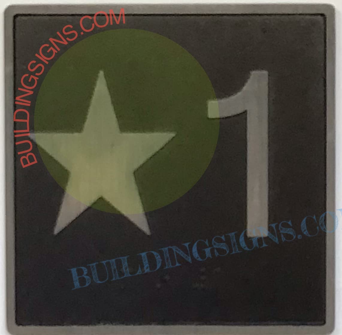 Cast Iron Elevator Floor Number Star 1 Sign - 4x4 Inch Black Background Jamb Plate for Commercial & Residential Elevators - Perfect for Office Buildings, Hotels, and Apartment Complexes - The Iron Line
