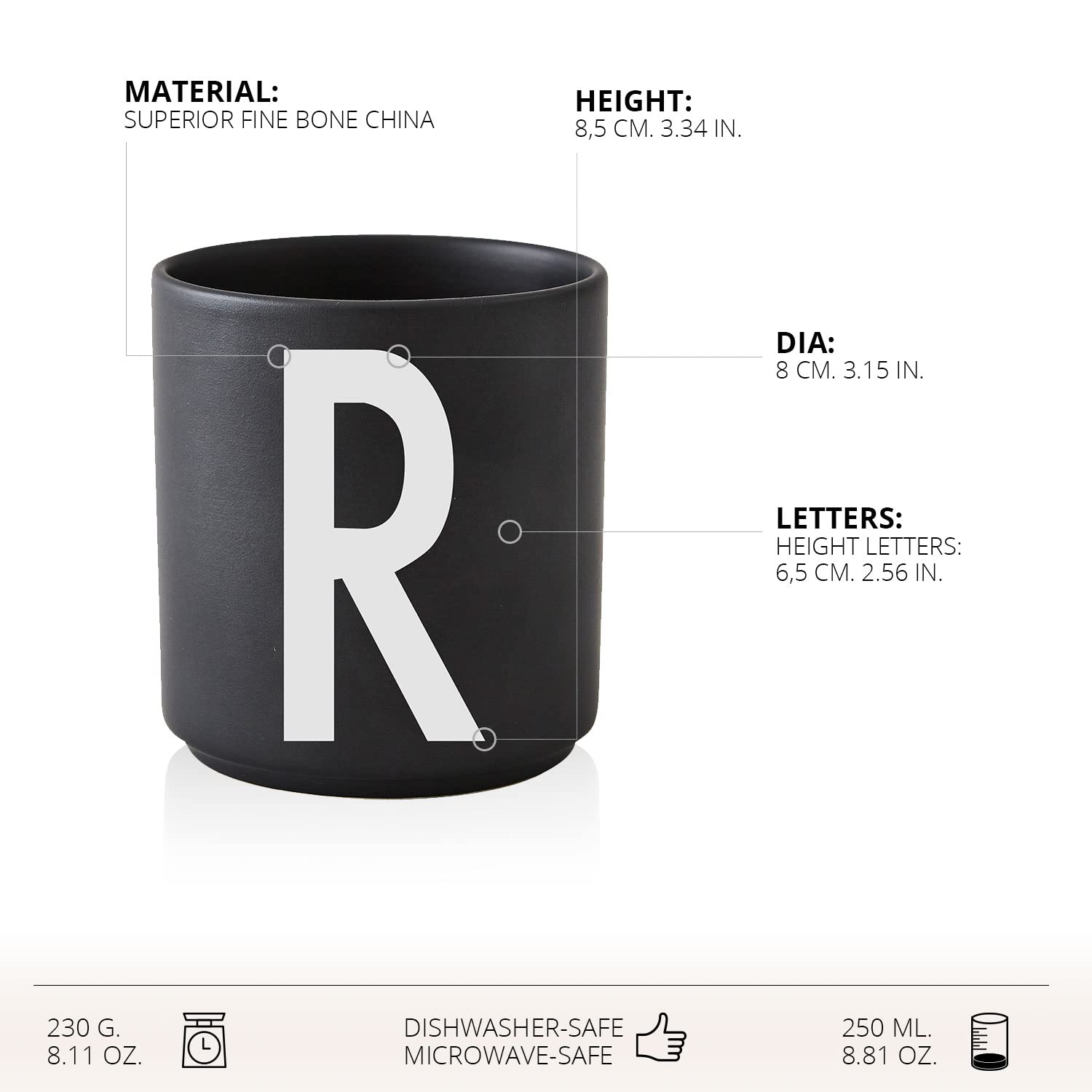 Personalized Monogram Coffee Mug with Initial A-Z | 11 oz Porcelain Black Tea Cup for Men & Women | Christmas, Thanksgiving Gift for Her, Friends & Family | Perfect for Home, Office & Holiday Gifting
