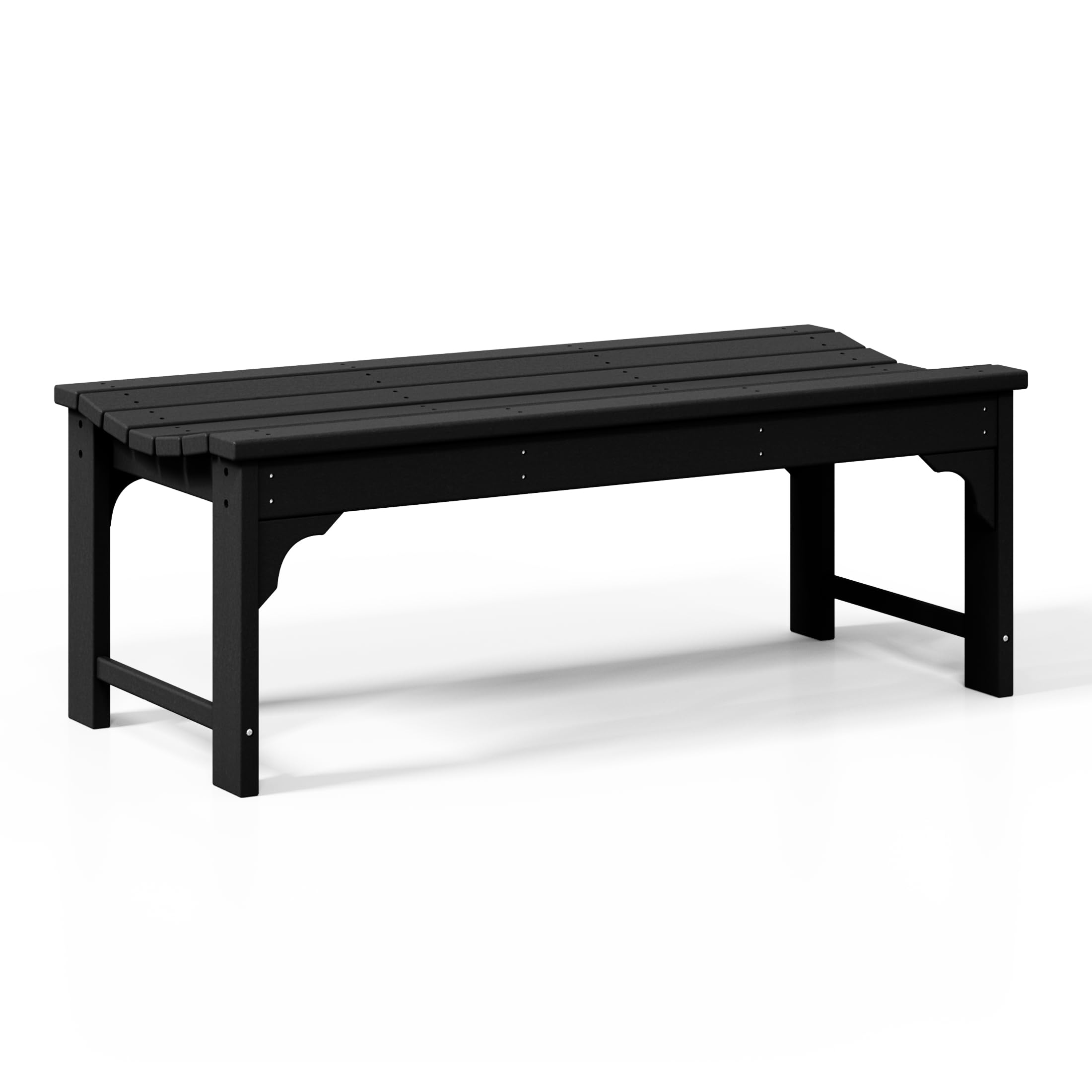 WestinTrends Malibu Outdoor Bench - All-Weather Resistant Poly Lumber Backless Patio Garden Bench with Adirondack Curved Design for Maximum Comfort (Black) - Perfect for Poolside, Garden, Deck, and Outdoor Relaxation