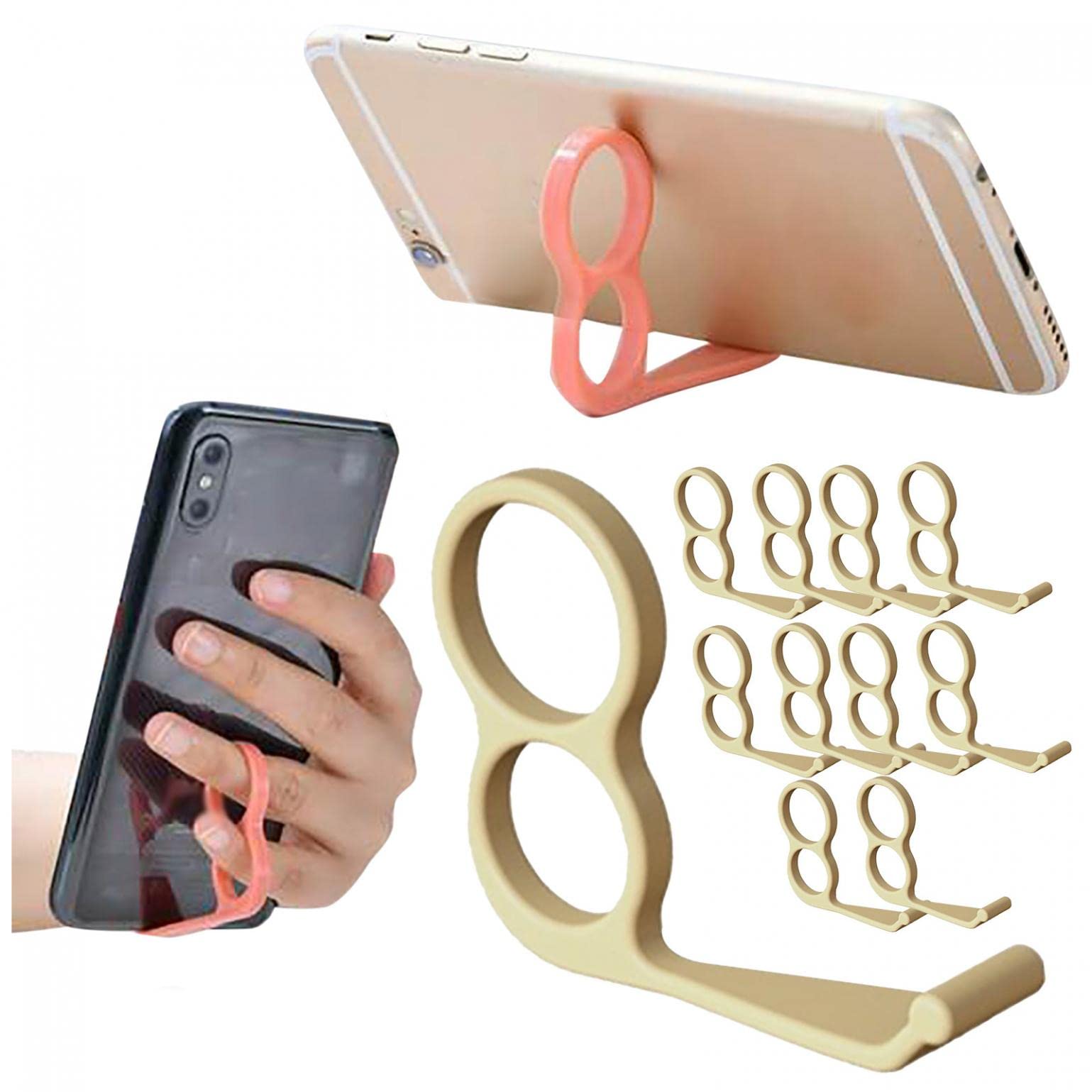 RIQINGY RIQINY 10PCS Yellow Multifunctional Phone Stand - Creative Finger Ring Bracket, Simple Desktop Mobile Phone Holder for Home, Office, Car & Travel Use