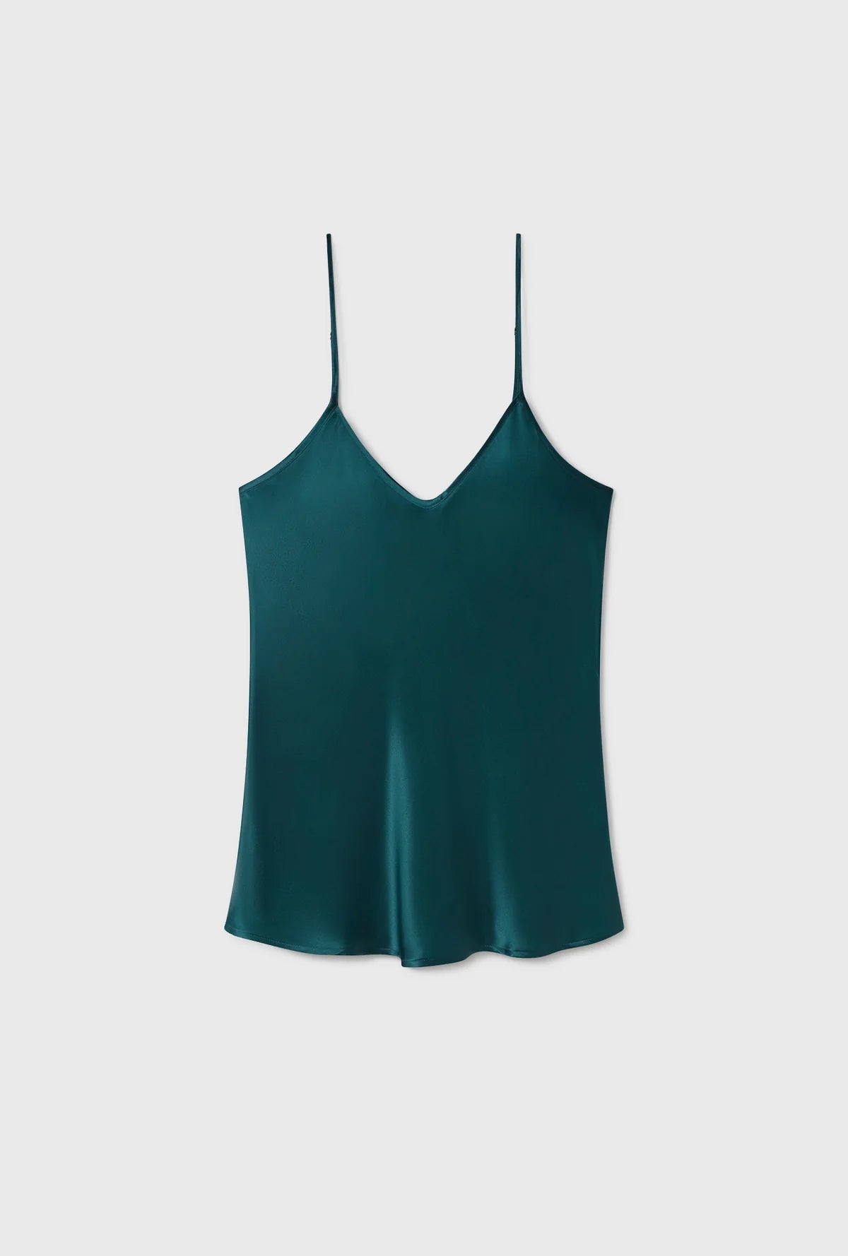 BIAS CUT CAMI TEAL - Women's Flowy Sleeveless V-Neck Tank Top for Casual Wear, Summer Outfits & Layering