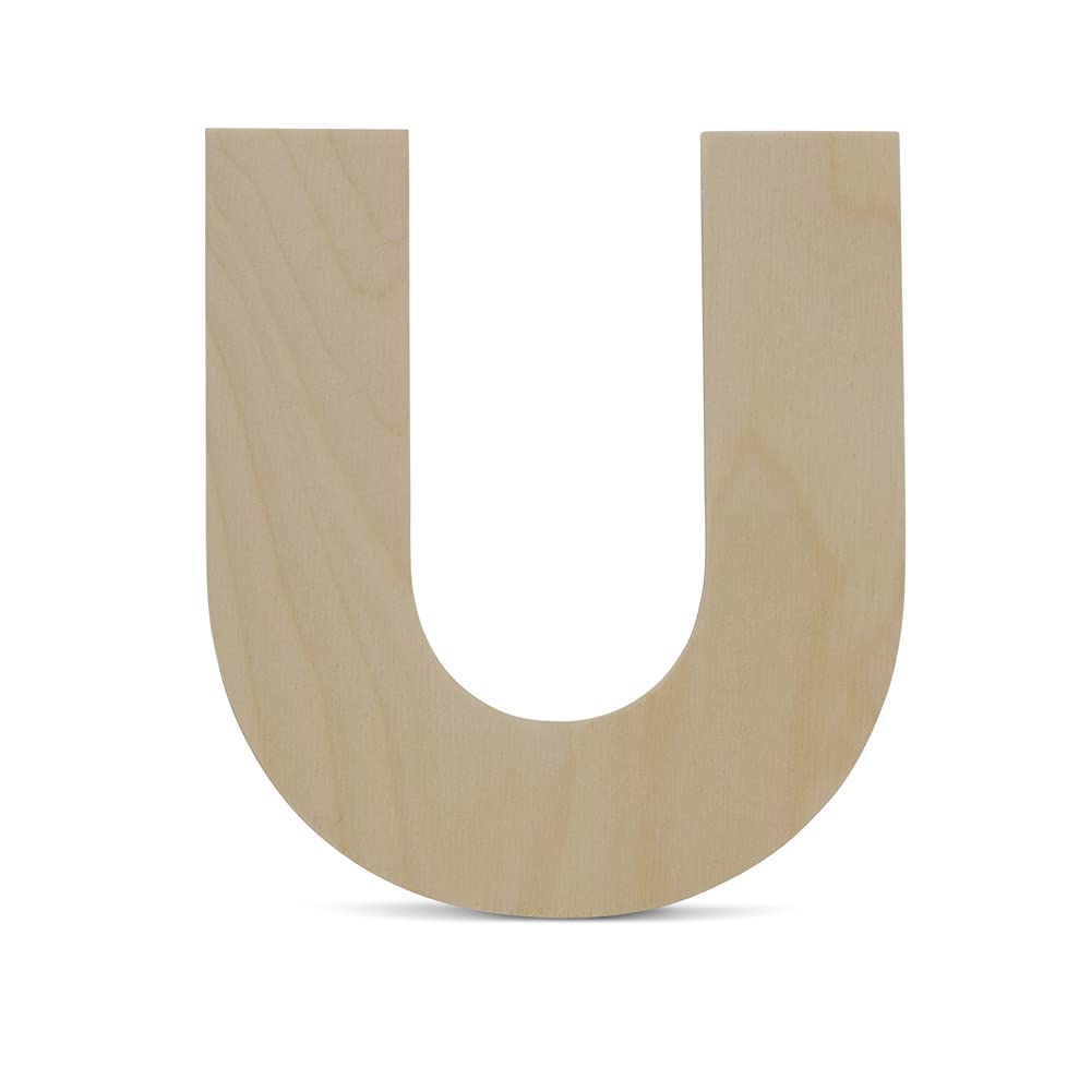 12 Inch Wooden Letter U Cutouts - Pack of 3 for Wall Decor, Home Decor, Crafts & Party Decorations | Perfect for DIY Projects, Nursery Decor & Wedding Signage by Woodpeckers