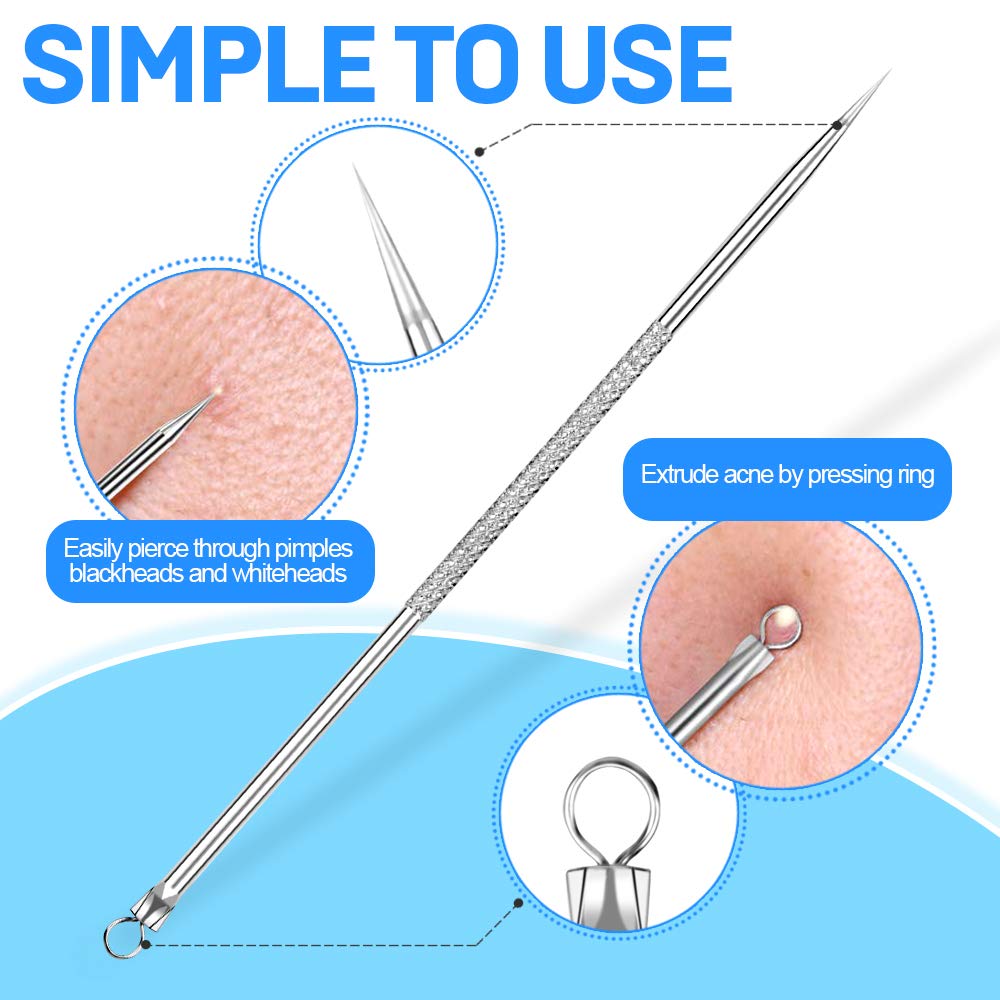 Professional Blackhead & Pimple Extractor Tool - Surgical Grade Stainless Steel Acne Comedone Removal Kit for Face & Nose - 2-in-1 Blemish Popper for Clear Skin | Perfect for Home Skincare & Spa Treatments