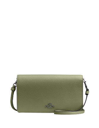 Coach Foldover Crossbody Clutch in Polished Pebble Leather - Stylish Women's Handbag for Everyday Use, Work, and Evening Out
