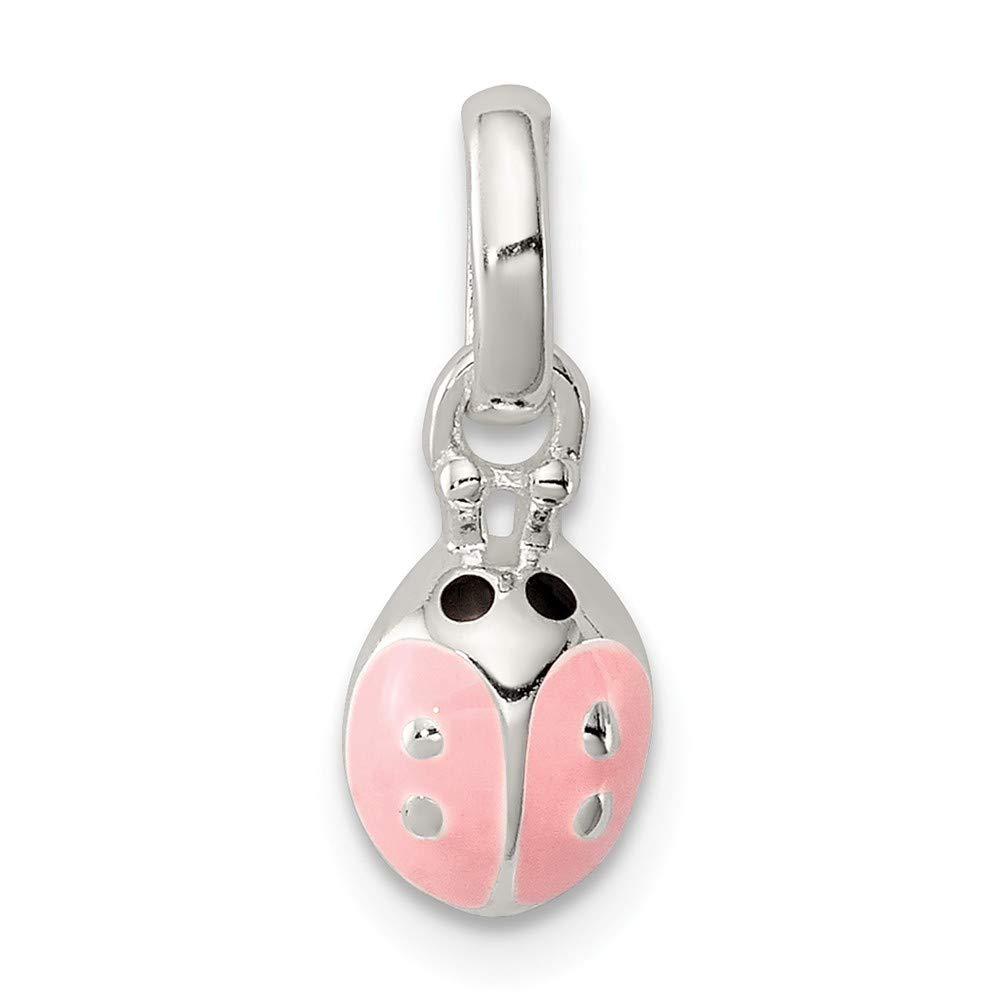 Sterling Silver Pink Enamel Ladybug Pendant - Perfect for Jewelry Gifts