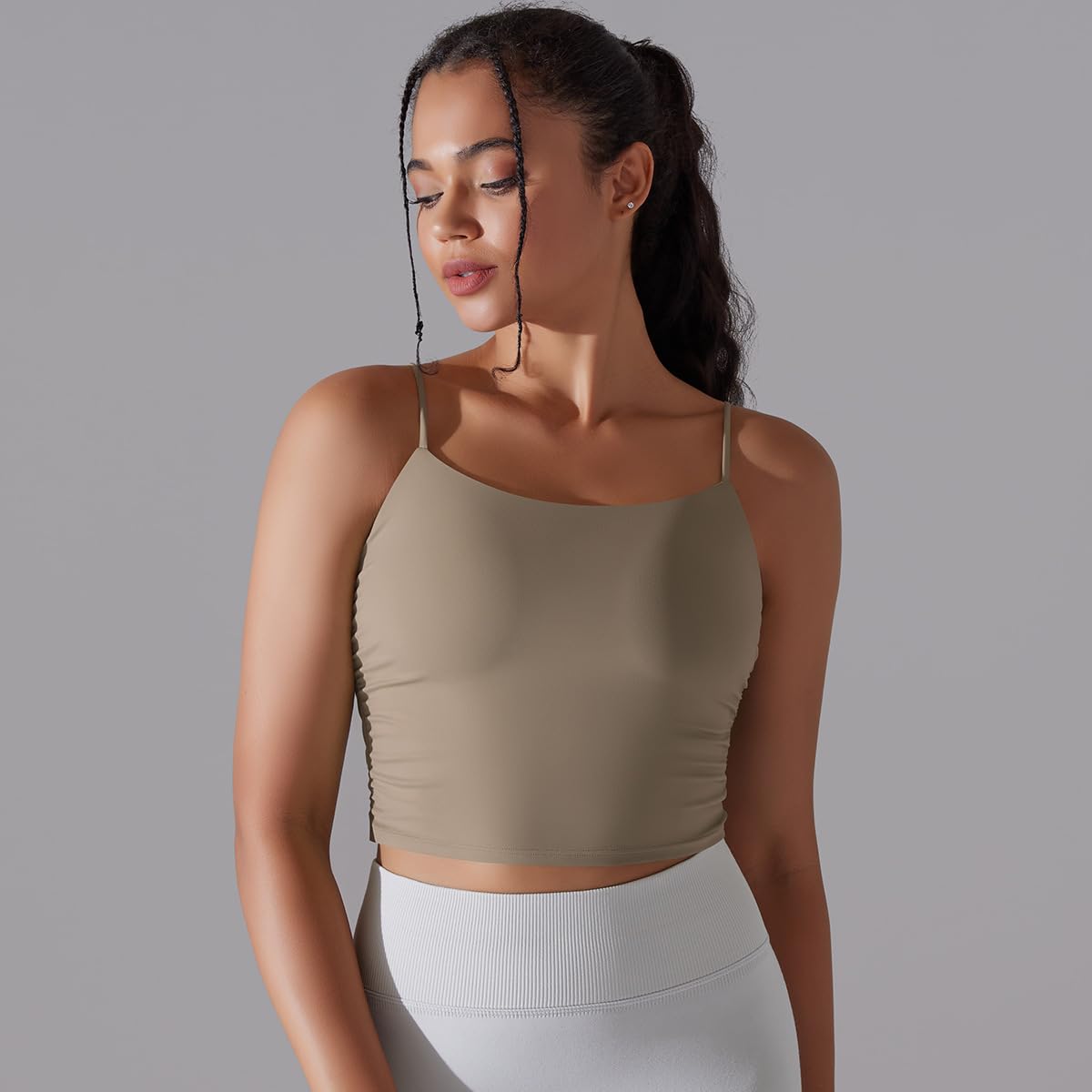 QUECY® Women's Slim Seamless Cami Tops - Skinny Spaghetti Strap Backless Shirts for Yoga, Workout, Gym - Perfect for Summer, Beach & Casual Wear