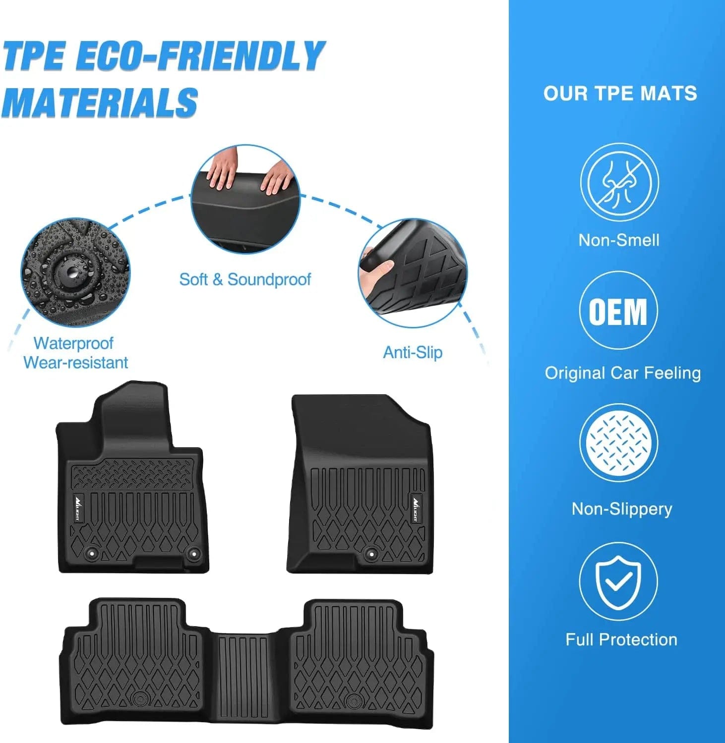 2022-2025 Hyundai Tucson All-Weather TPE Floor Mats - Custom Fit Car Floor Liners for Hyundai Tucson SUV - Perfect for Daily Commute, Road Trips & Outdoor Adventures