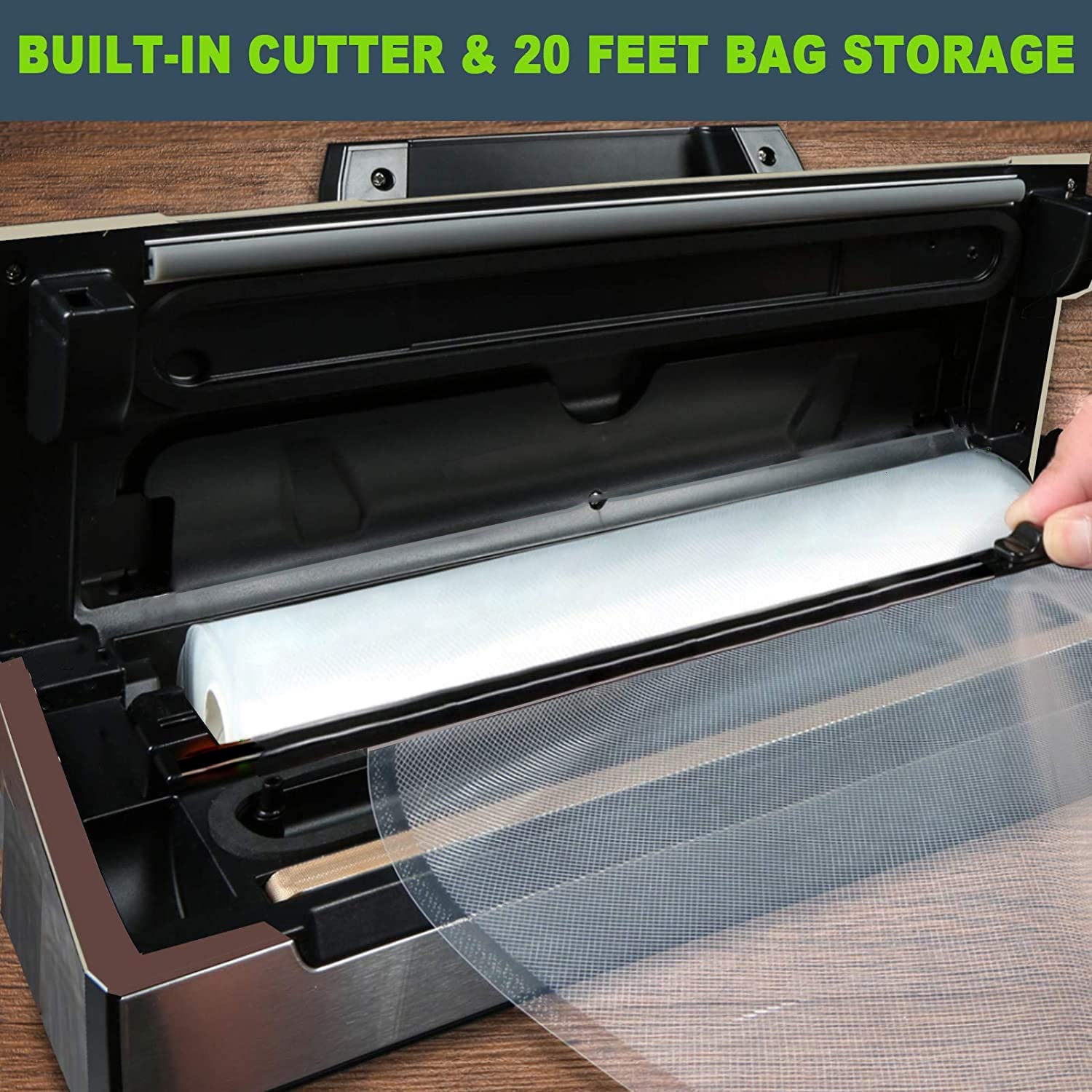 Premium Vacuum Sealer Machine for Food Storage - Automatic & Manual Modes with Built-in Cutter | Includes 2 Bag Rolls (11”x16’ & 8”x16’) | Compact Design for Kitchen Countertop | Perfect for Meal Prep, Sous Vide & Long-Term Food Preservation