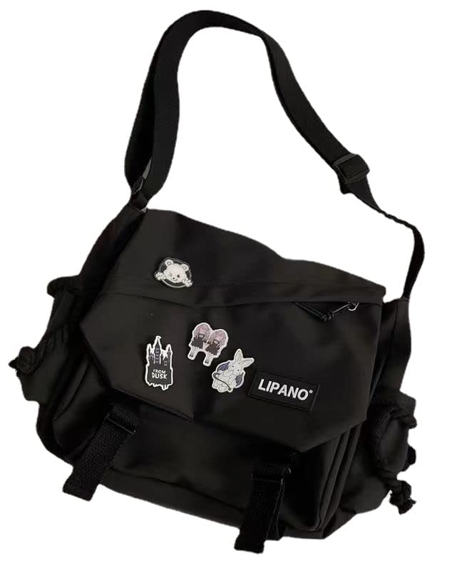 PBKABIUG Stylish Nylon Messenger Bag for Women - Kawaii Crossbody Shoulder Bag with Cute Accessories, Aesthetic Tote Purse | Perfect for School, Work, Travel & Daily Use