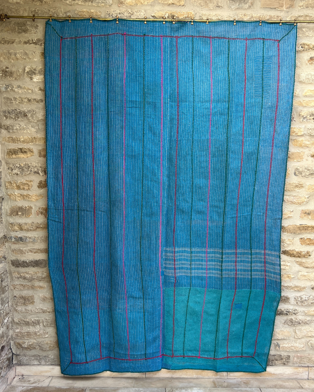 Premium Heavyweight Kantha Quilt No. 764 - Handmade Cotton Patchwork Bedspread for Cozy Home Decor, Winter Warmth & Bohemian Style Bedding