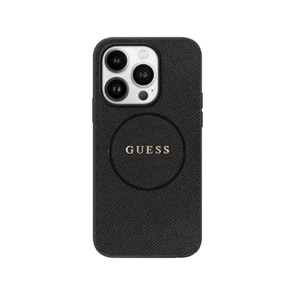 Guess Genuine PU Leather MagSafe Compatible iPhone 16 Pro Case - Slim Protective Cover with Premium Texture (Black) | Perfect for Work, Travel & Everyday Use