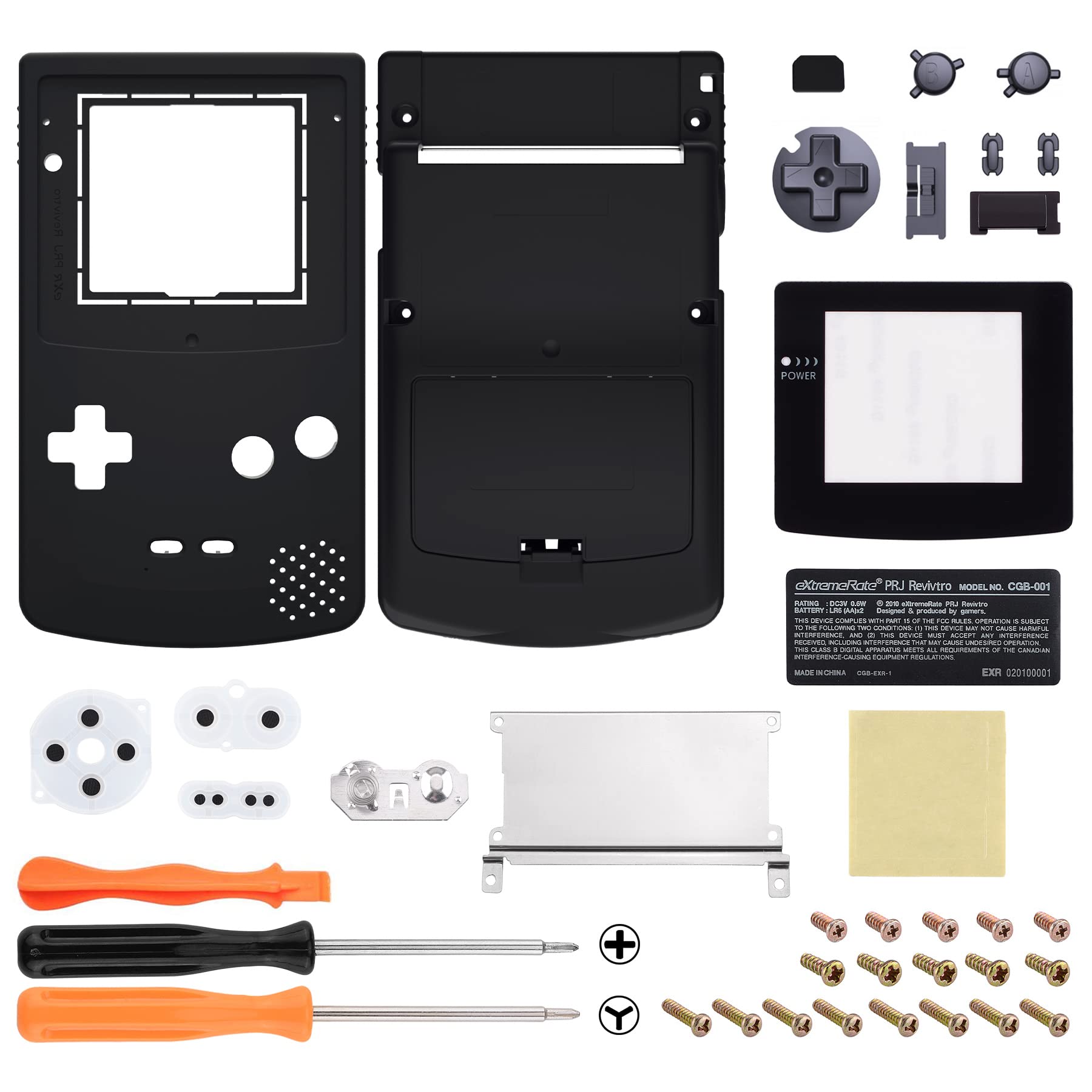 eXtremeRate Replacement Shell with Buttons for Gameboy Color GBC - Compatible with GBC OSD IPS, Regular IPS & Standard LCD Screens (Console & IPS Screen Not Included) - Black - Perfect for Gameboy Color Repair, Modding & Customization Projects