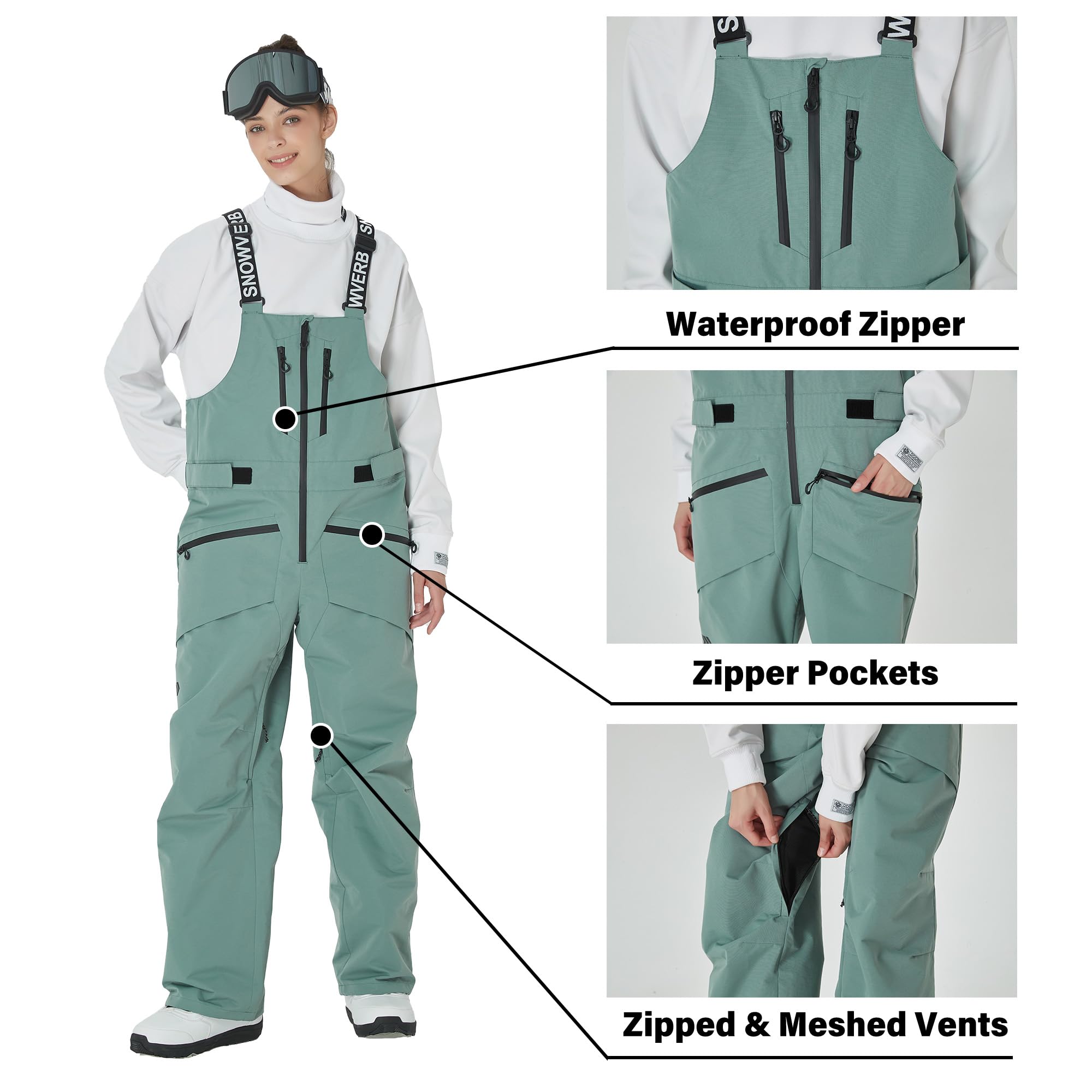 Waterproof Adjustable Snow Overalls for Skiing & Snowboarding - Winter Sports Bib Pants with Mountain Baggy Design | Outdoor Research Streetwear for Men & Women