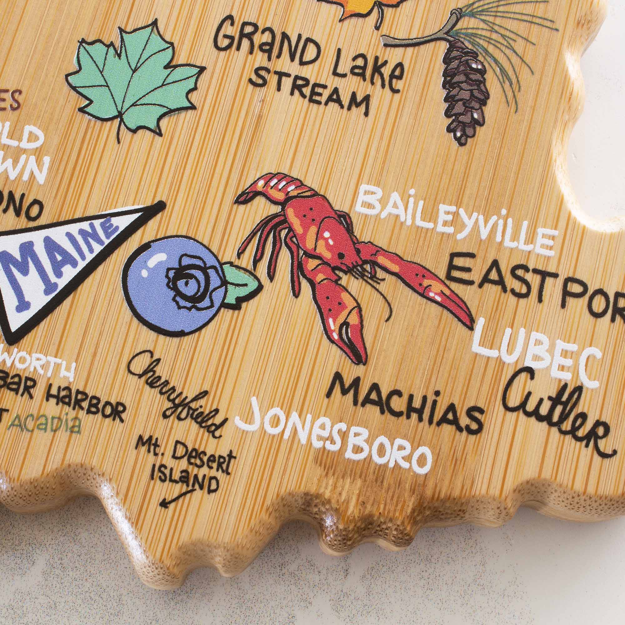 Premium Maine Wood Cutting Board with Fish Kiss™ Artwork - Handcrafted Kitchen Essential for Chopping, Serving & Decor - Perfect for Home Chefs & Gift Giving
