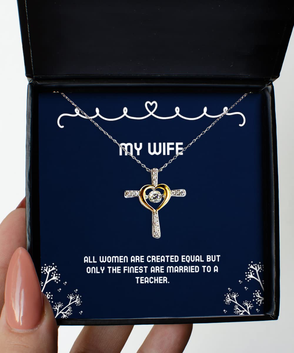 Teacher Wife Gift - Elegant Cross Dancing Necklace for Her from Husband | Perfect Present for Anniversary, Birthday & Valentine's Day | Christian Jewelry for Women