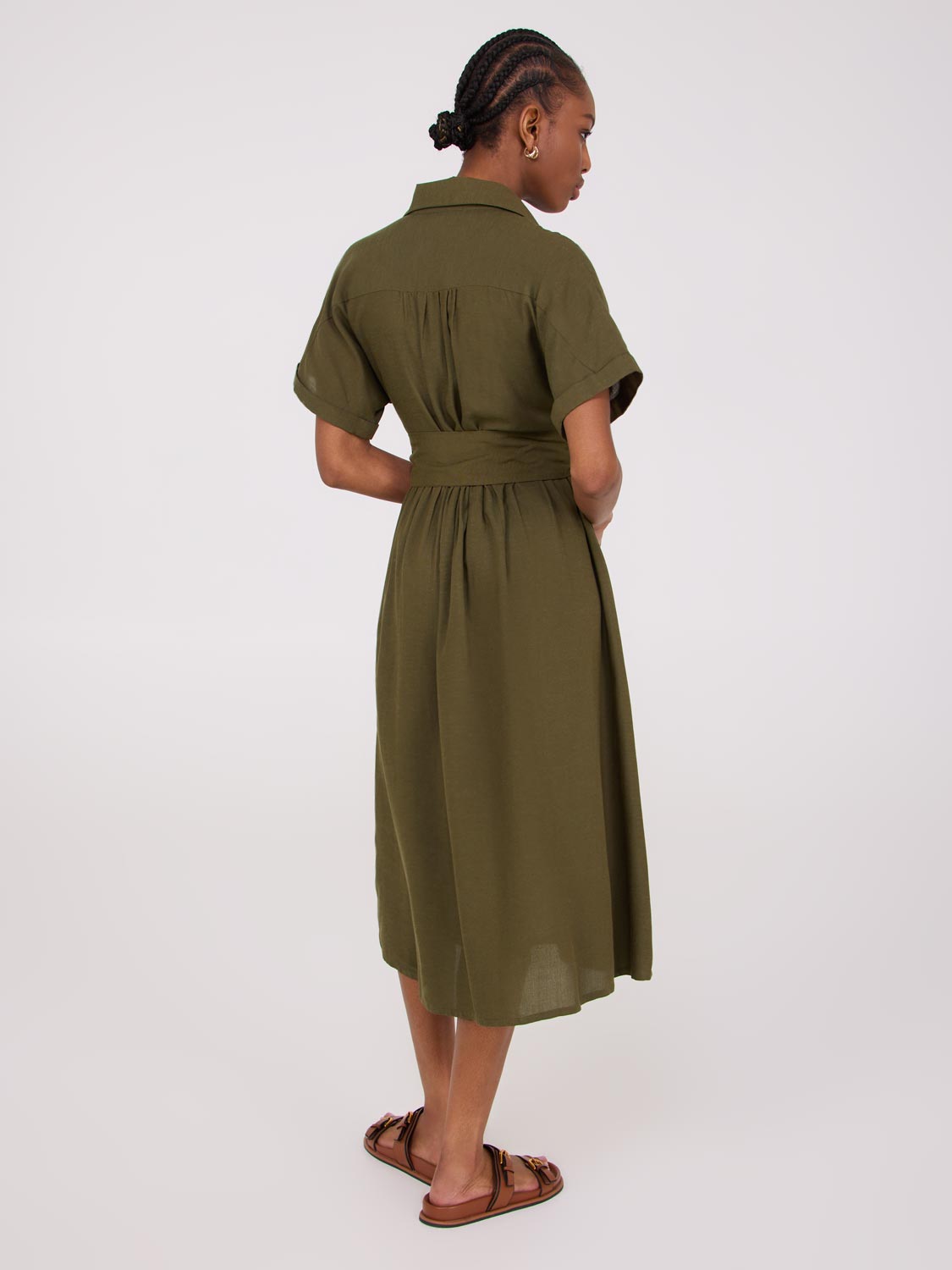 Linen Blend Dolman Sleeve Shirt Dress for Women - Comfortable Summer Casual Wear for Beach, Office & Everyday Outfits