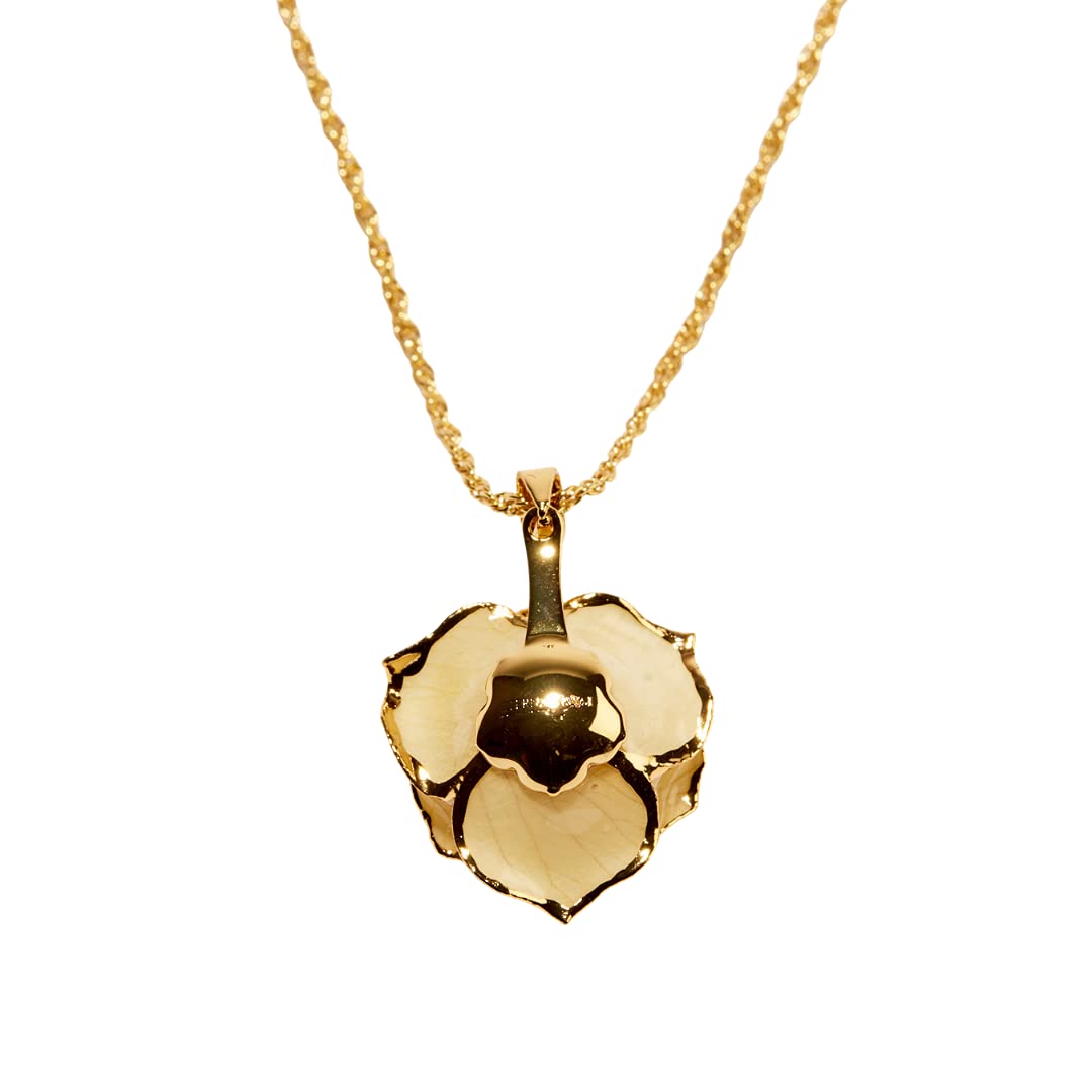 24K Gold Dipped Eternal Rose Necklace - Real Preserved Flower Jewelry for Women, Anniversary Gifts & Romantic Occasions
