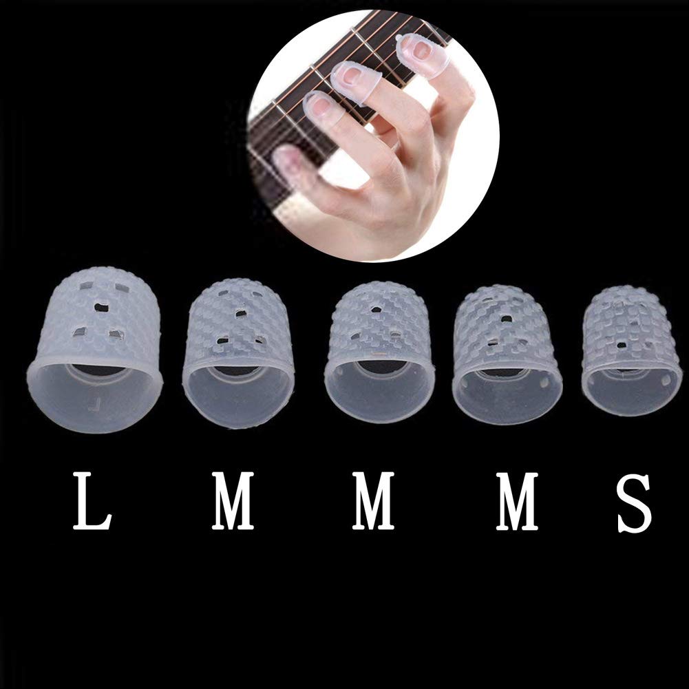 Gigicloud 5-Pack Silicone Guitar Finger Protectors - Anti-Slip Finger Covers for Ukulele, Electric & Acoustic Guitars - Finger Guard Gloves for Pain-Free Practice & Extended Play Sessions