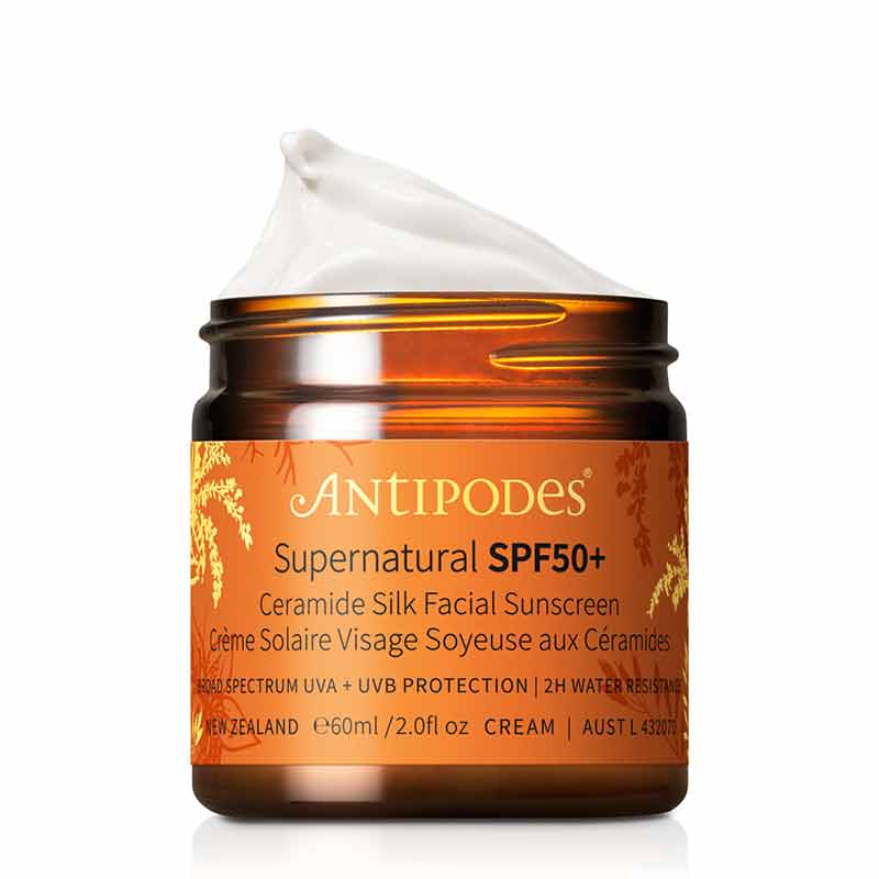 Antipodes Supernatural SPF50+ Ceramide Silk Facial Sunscreen - Hydrating & Anti-Aging Daily Moisturizer for Women & Men - Perfect for Beach, Outdoor Activities & Everyday Sun Protection