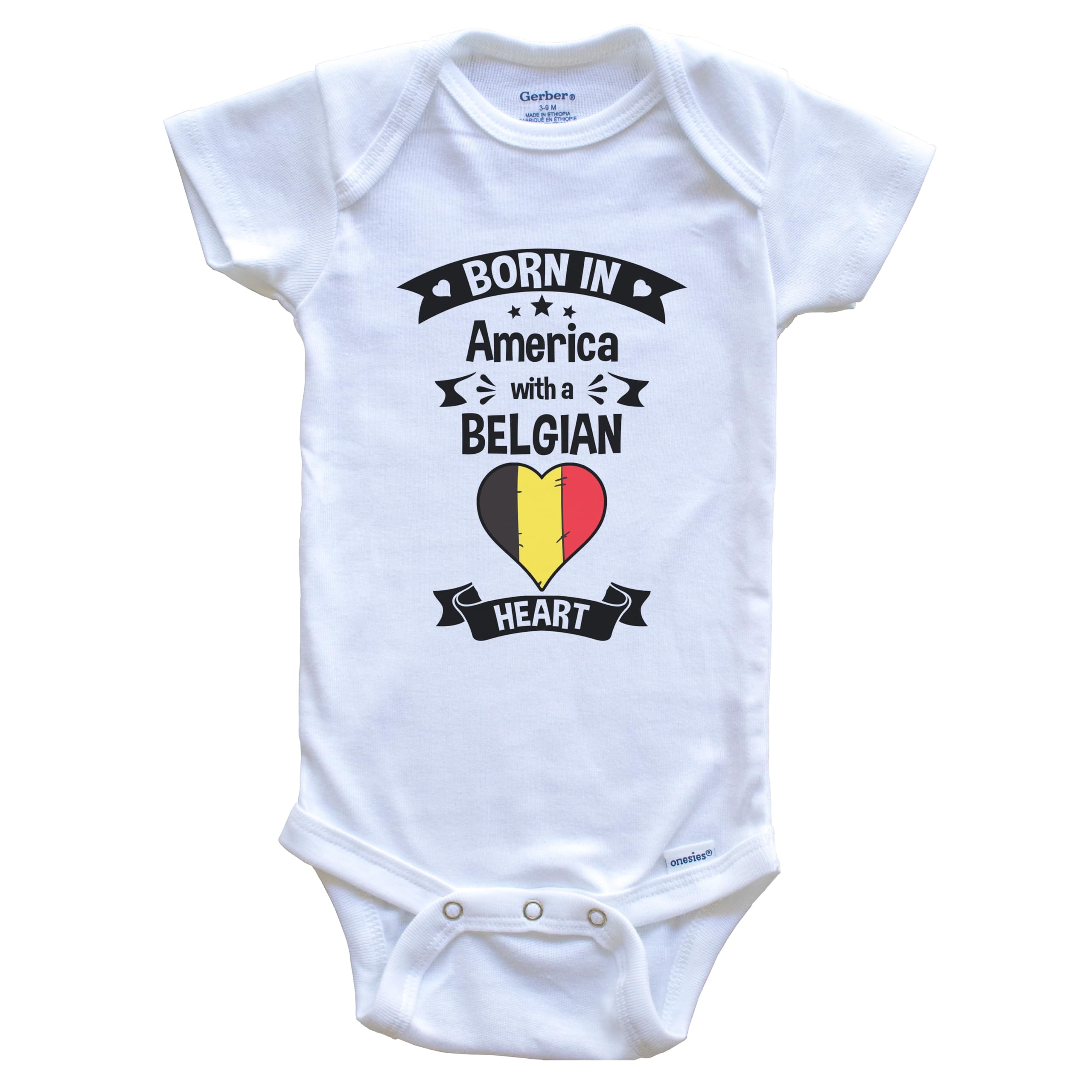 Born in America with A Belgian Heart One Piece Baby Bodysuit - Soft Cotton Infant Onesie for Newborns & Toddlers - Perfect for Playtime, Family Photos & Everyday Comfort