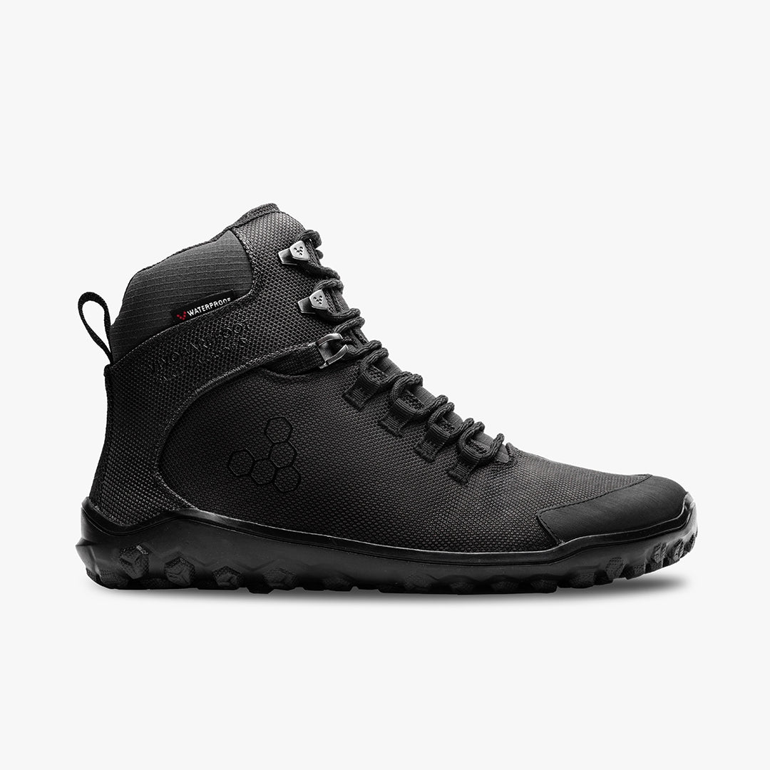 Vivobarefoot Men's Tracker Textile FG2 Hiking Boots - Obsidian Color | Lightweight & Waterproof for Outdoor Adventures, Trail Running & Camping