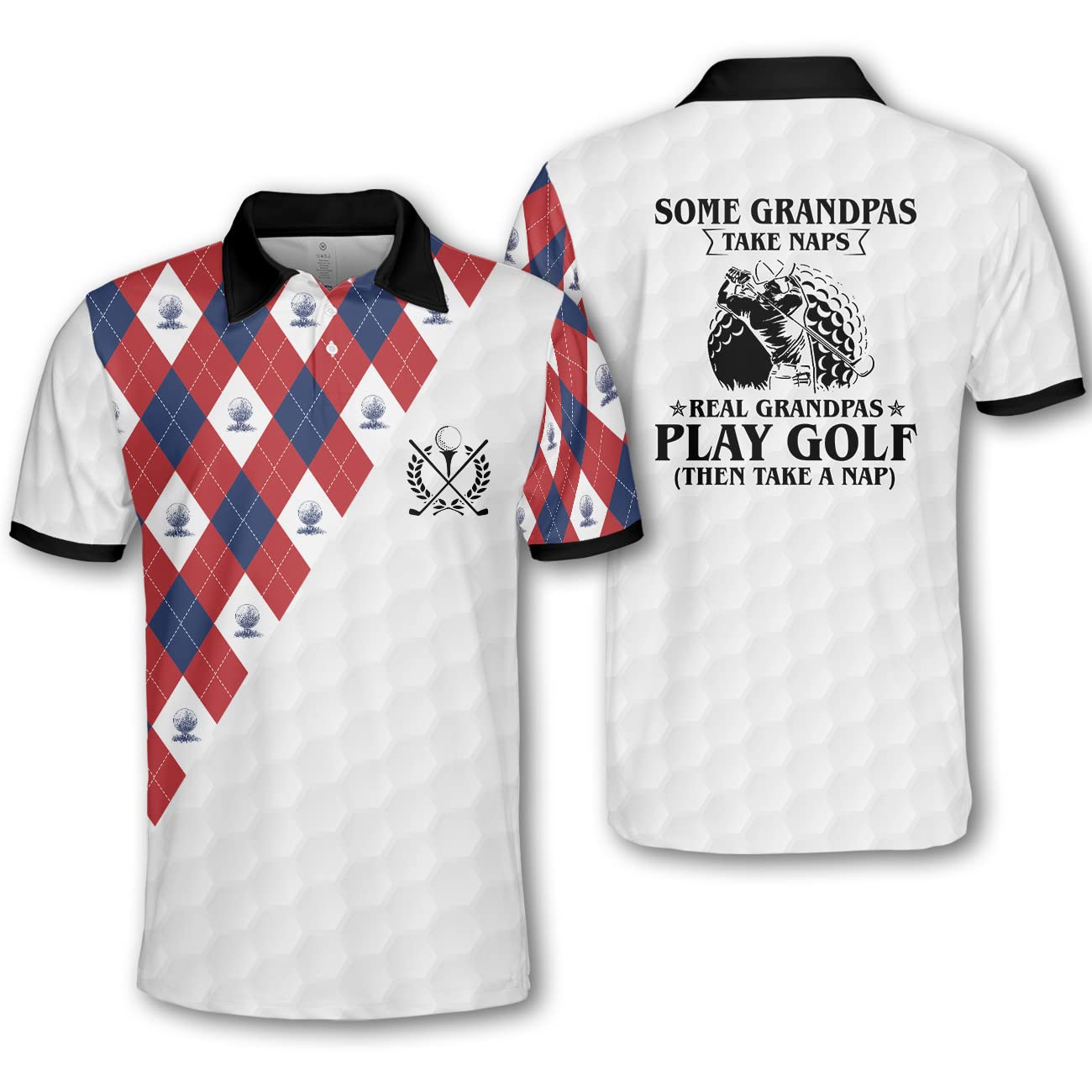 Argyle Golf Shirt for Men - Funny & Crazy Polo Dry Fit Shirt - Breathable Moisture-Wicking Performance Polo - Perfect for Golf Outings, Casual Wear & Club Events