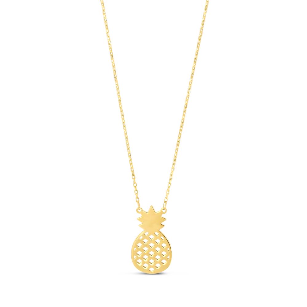 10K Gold Pineapple Pendant Necklace for Women - Elegant Jewelry Gift for Birthday, Anniversary & Everyday Wear