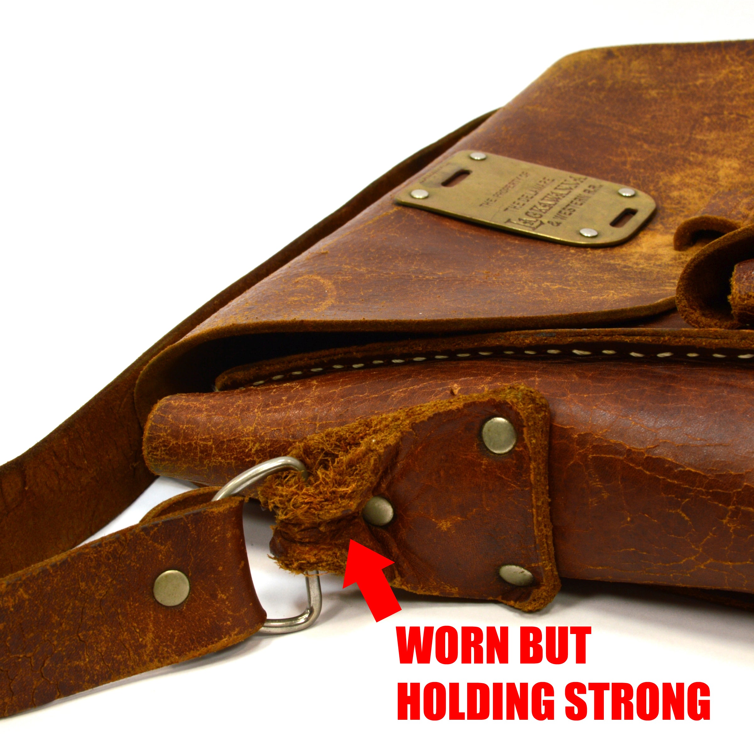 Vintage Antique Brass Train Tag - Delaware Lackawanna & Western Railroad Leather Bag - Rare Collectible - Perfect for Train Enthusiasts & Vintage Fashion Accessories