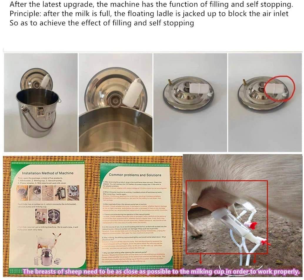 5L Upgraded Rechargeable High-Power Vacuum Milking Machine for Cows - Ultra Strong Pulsation & Suction - Perfect for Small Farms, Homesteads, and Dairy Production